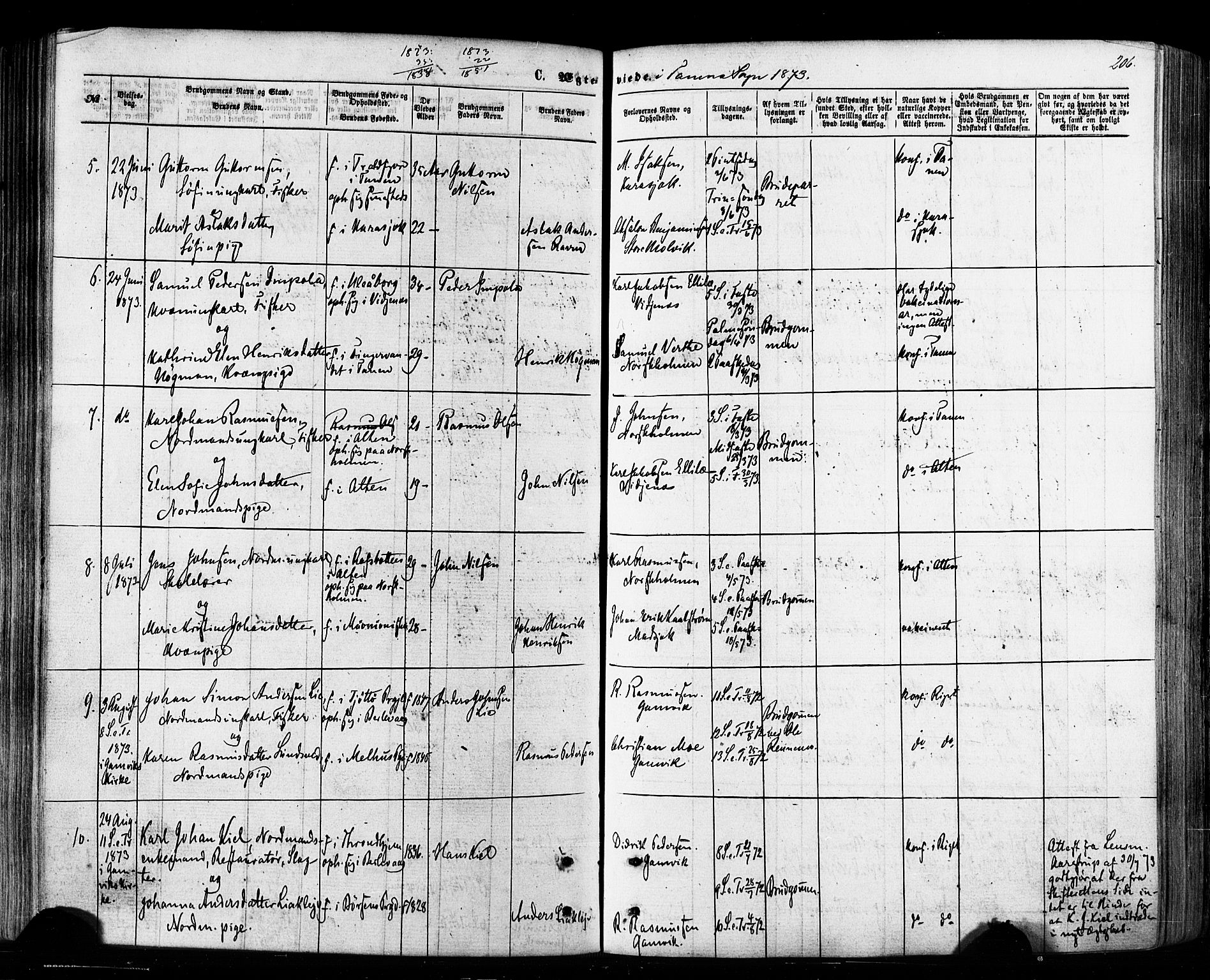 Tana sokneprestkontor, AV/SATØ-S-1334/H/Ha/L0002kirke: Parish register (official) no. 2 /1, 1861-1877, p. 206