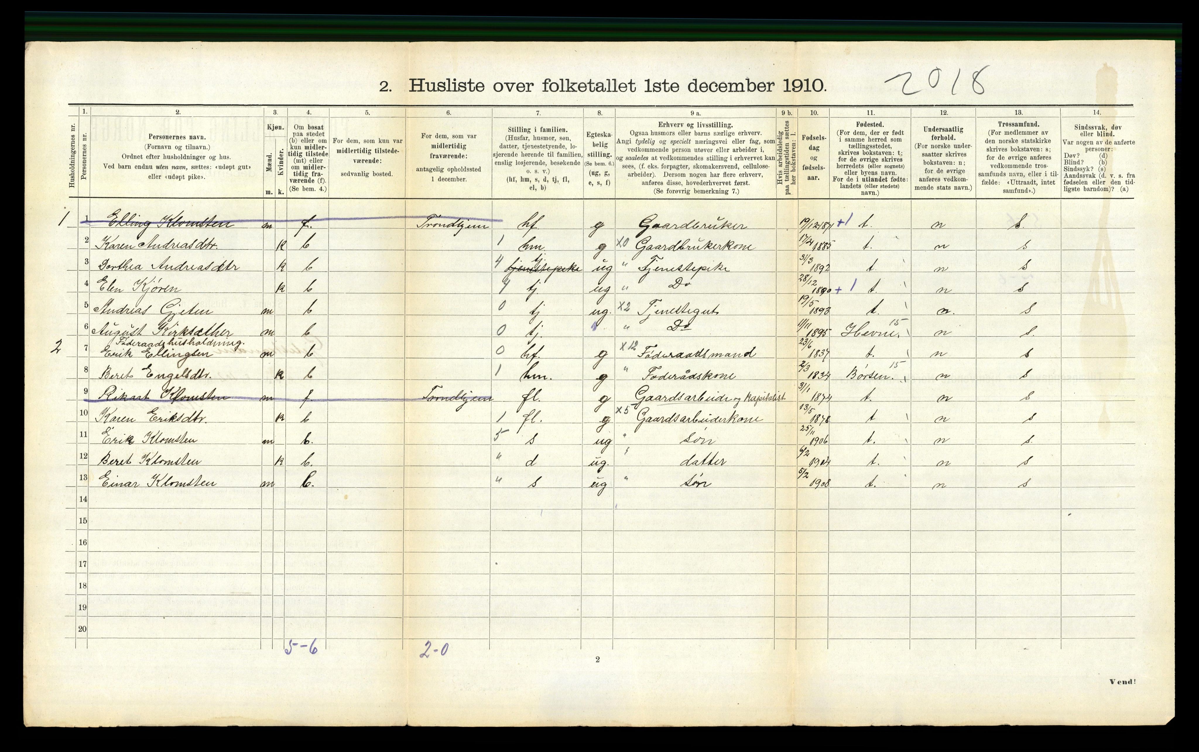 RA, 1910 census for Geitastrand, 1910, p. 183