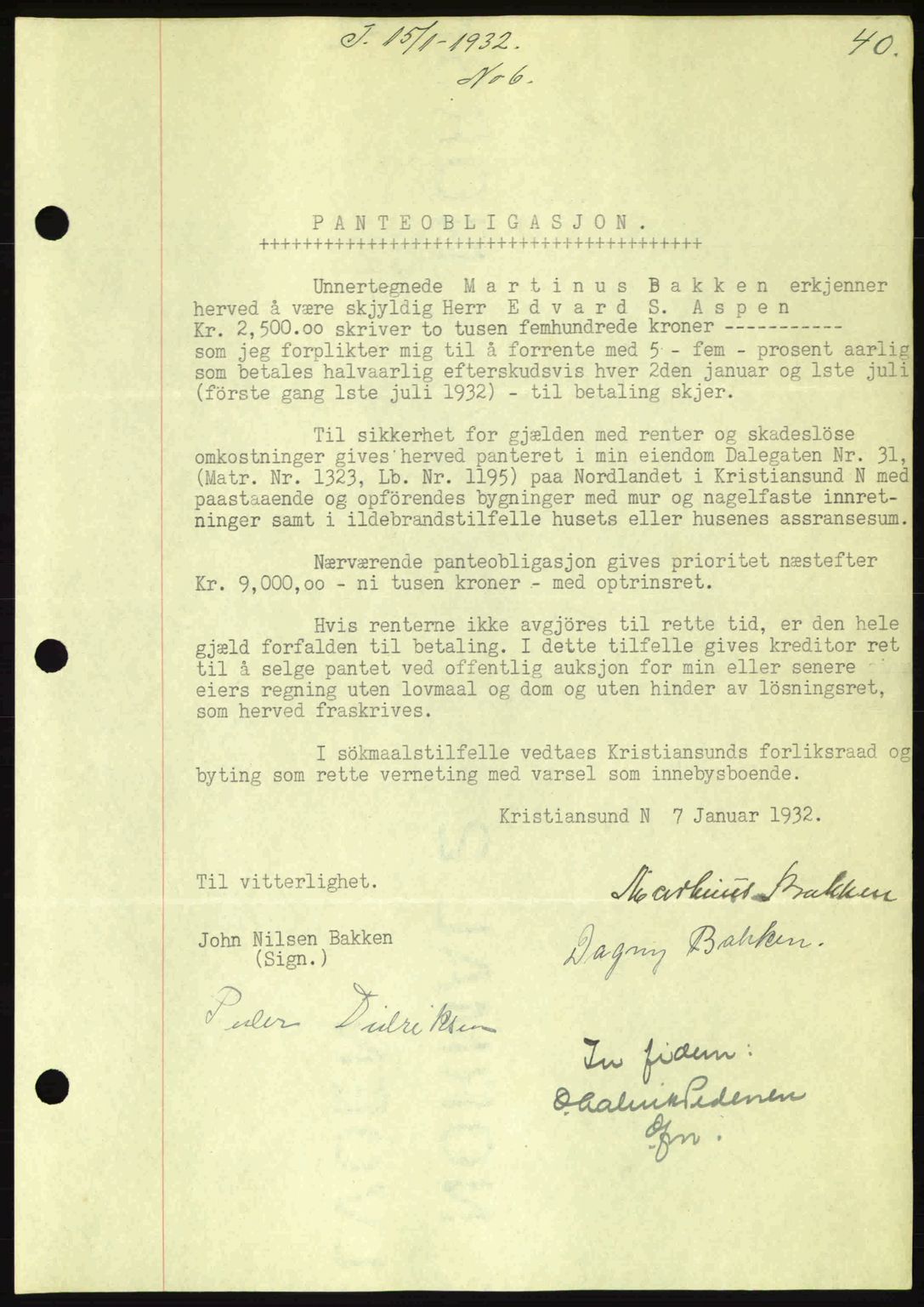 Kristiansund byfogd, AV/SAT-A-4587/A/27: Mortgage book no. 26, 1931-1933, Deed date: 15.01.1932