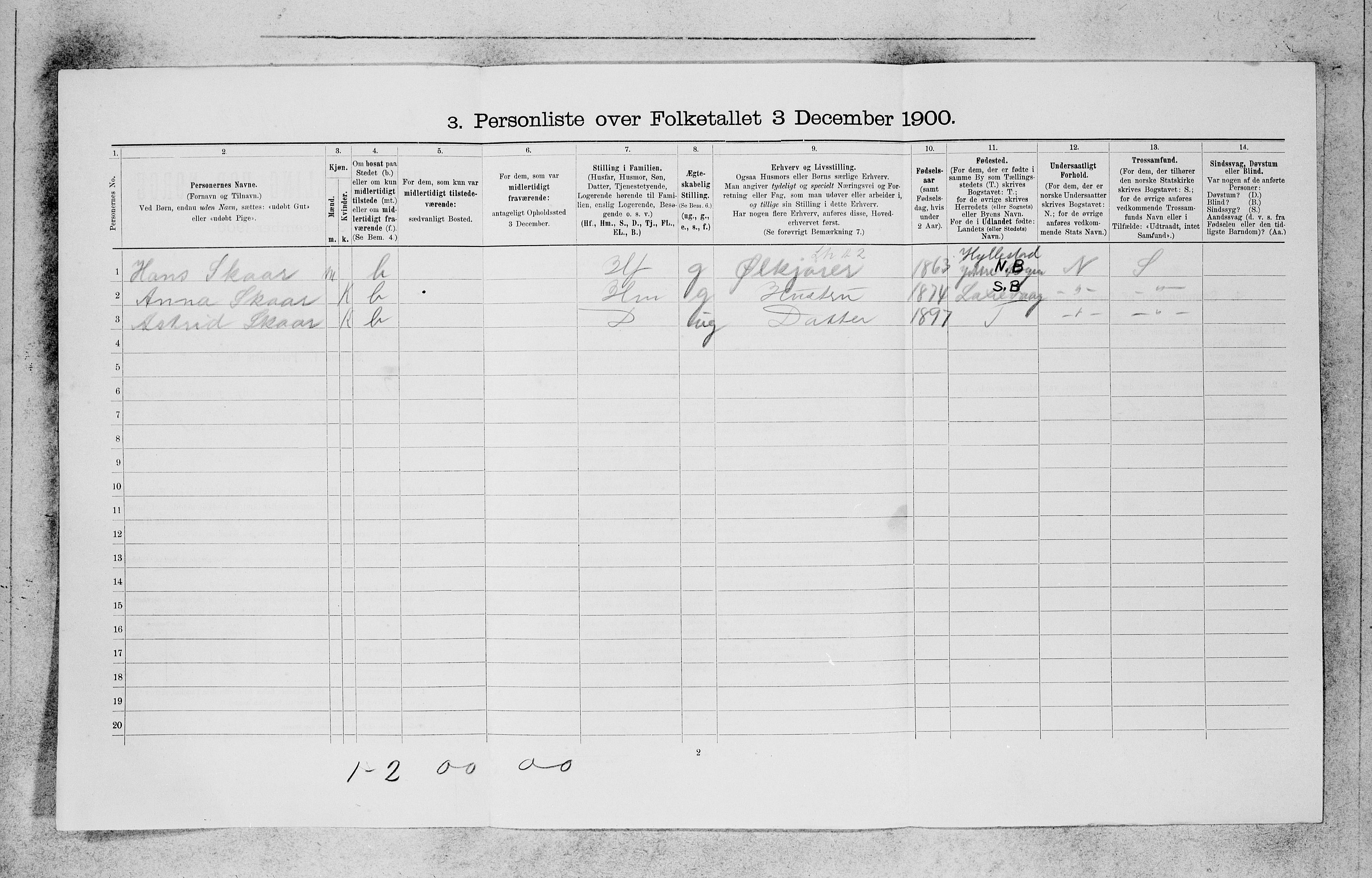 SAB, 1900 census for Bergen, 1900, p. 11360