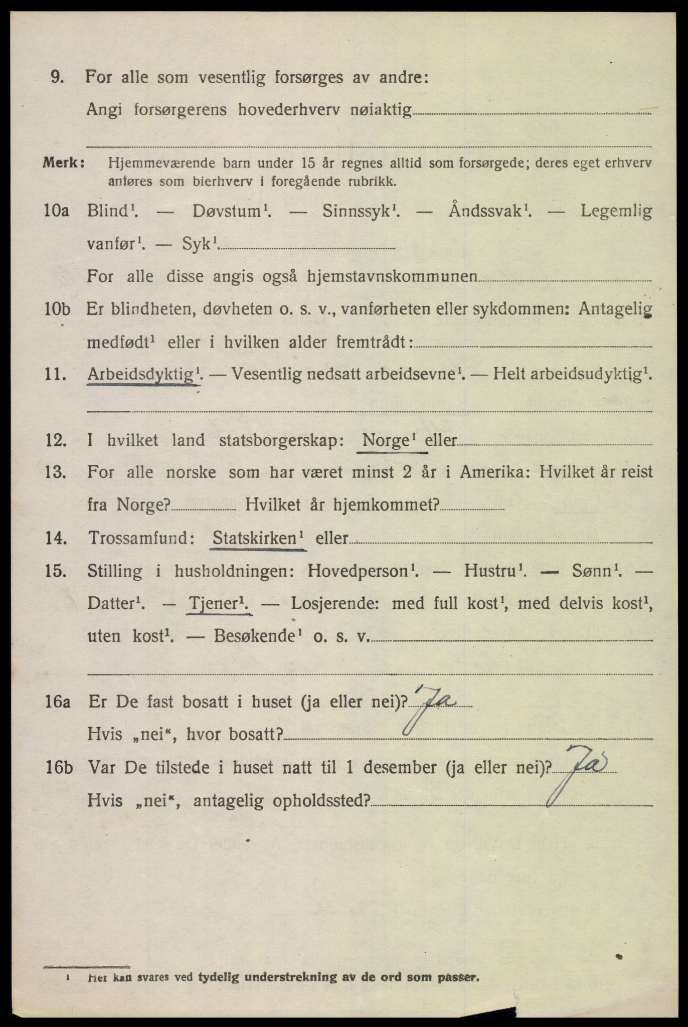 SAK, 1920 census for Oddernes, 1920, p. 6444