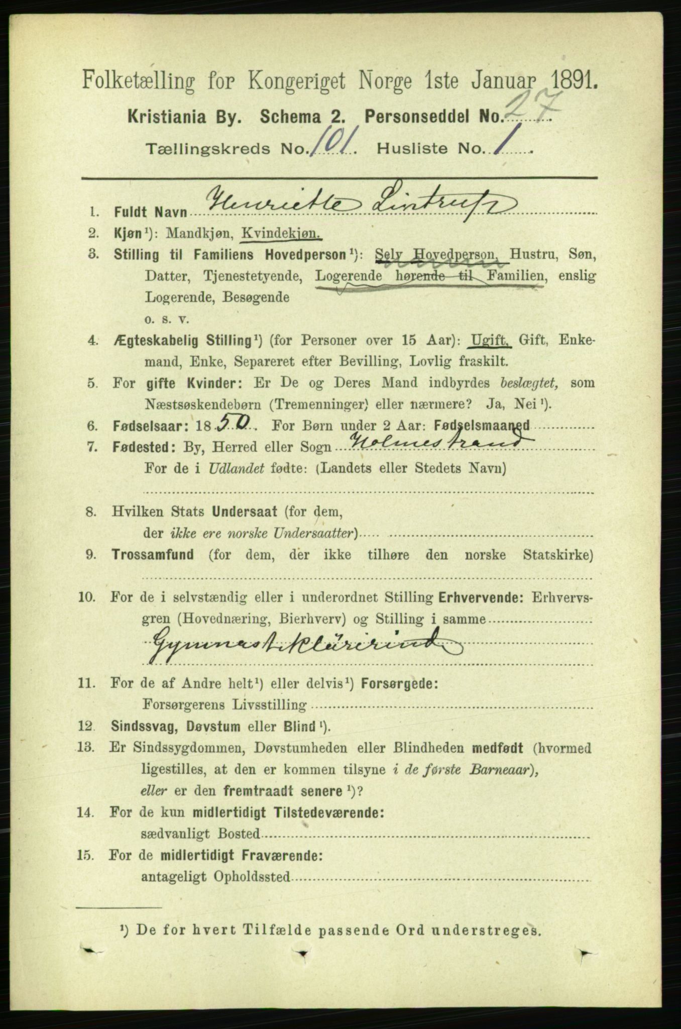 RA, 1891 census for 0301 Kristiania, 1891, p. 50032