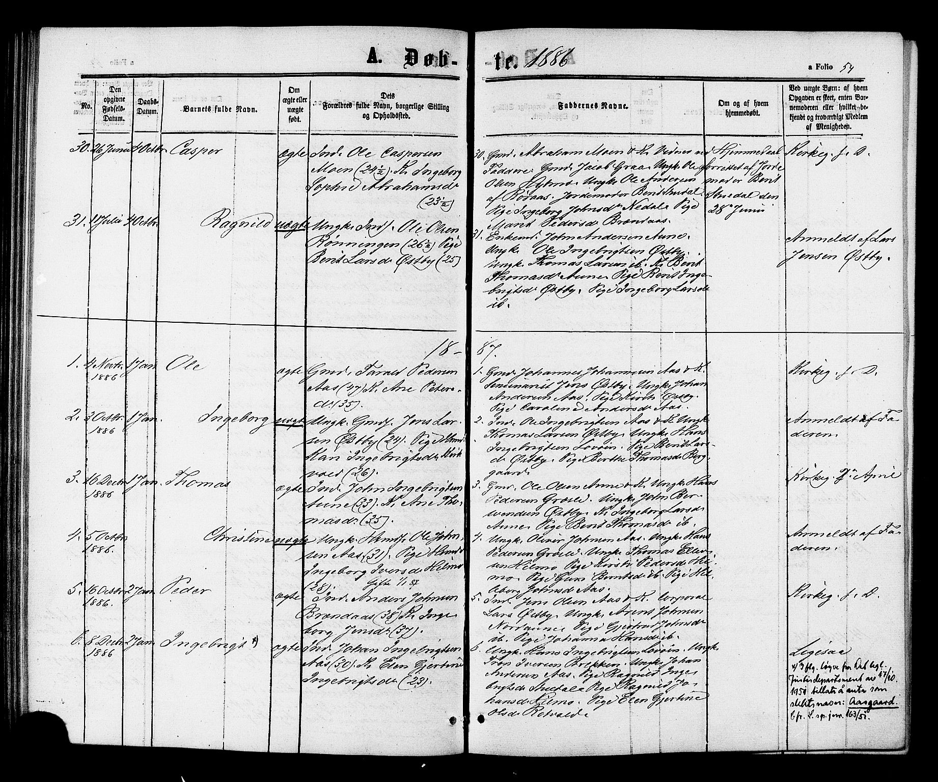 Ministerialprotokoller, klokkerbøker og fødselsregistre - Sør-Trøndelag, SAT/A-1456/698/L1163: Parish register (official) no. 698A01, 1862-1887, p. 54