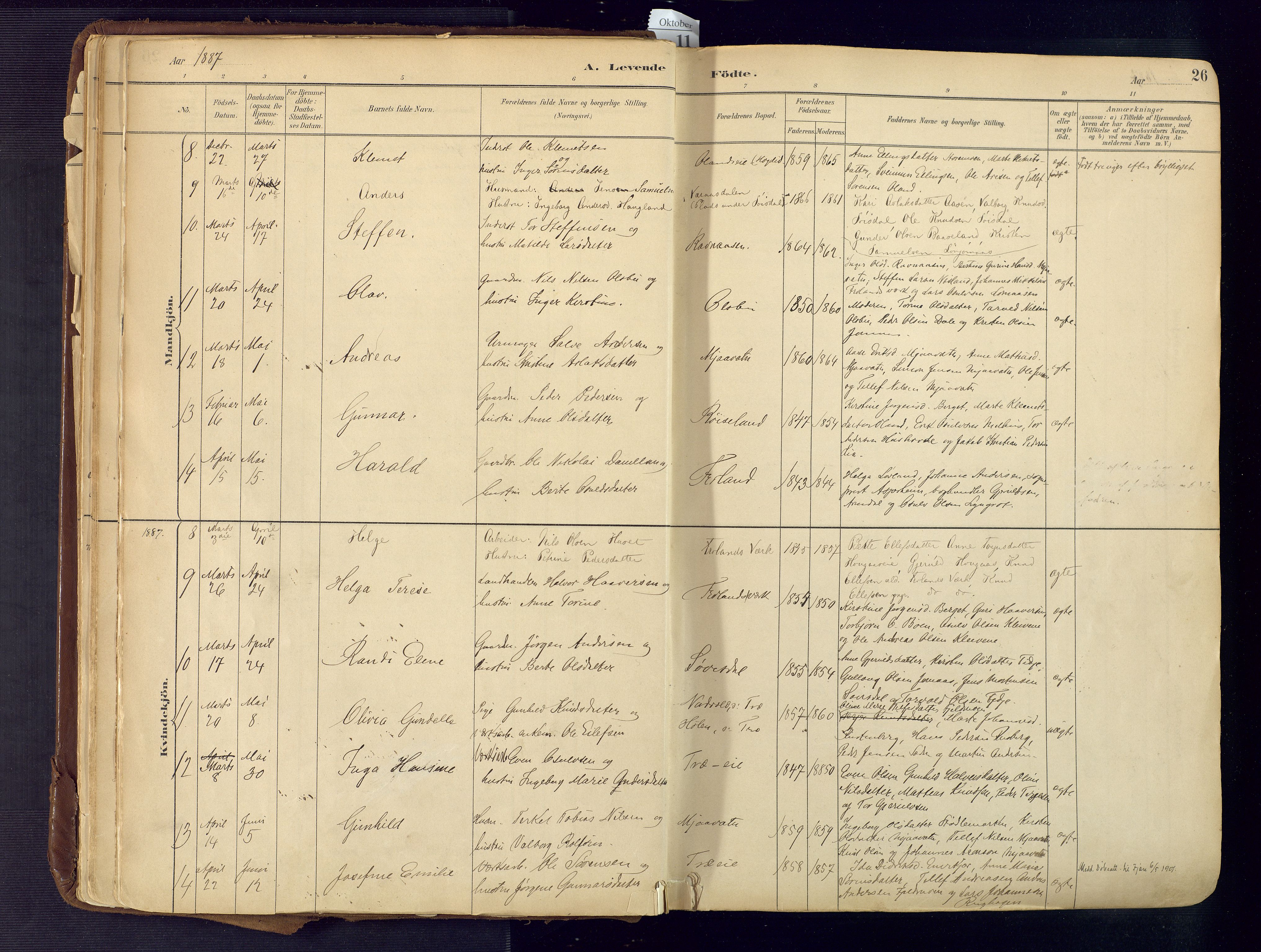 Froland sokneprestkontor, AV/SAK-1111-0013/F/Fa/L0005: Parish register (official) no. A 5, 1882-1921, p. 26