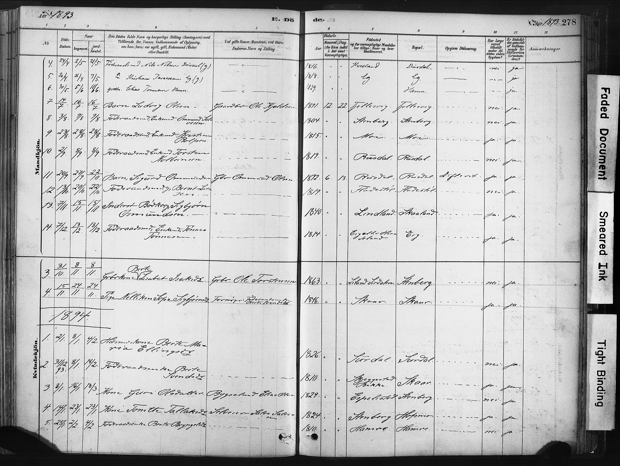 Lund sokneprestkontor, SAST/A-101809/S06/L0011: Parish register (official) no. A 10, 1877-1904, p. 278