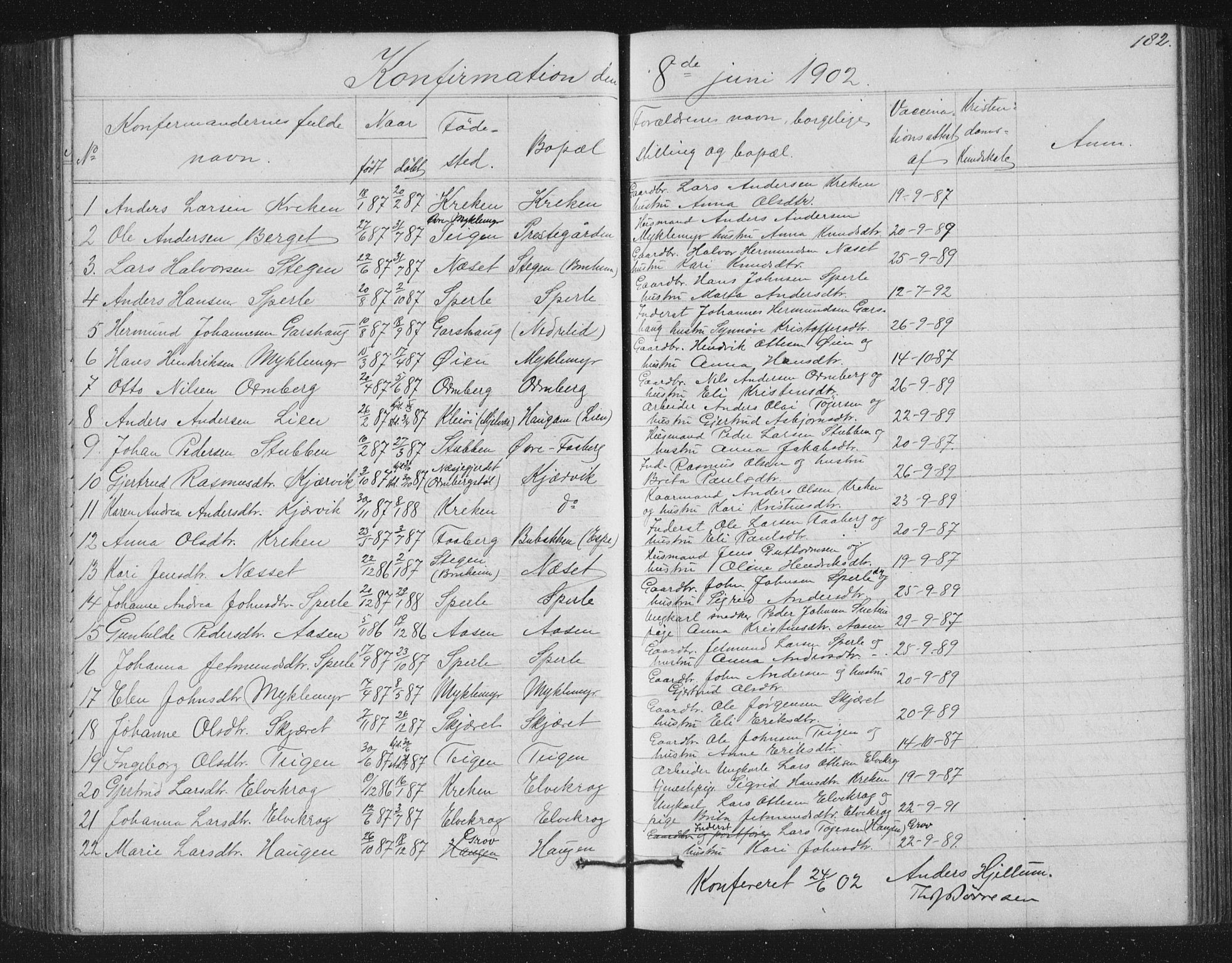 Jostedal sokneprestembete, SAB/A-80601/H/Hab/Haba/L0001: Parish register (copy) no. A 1, 1861-1906, p. 182
