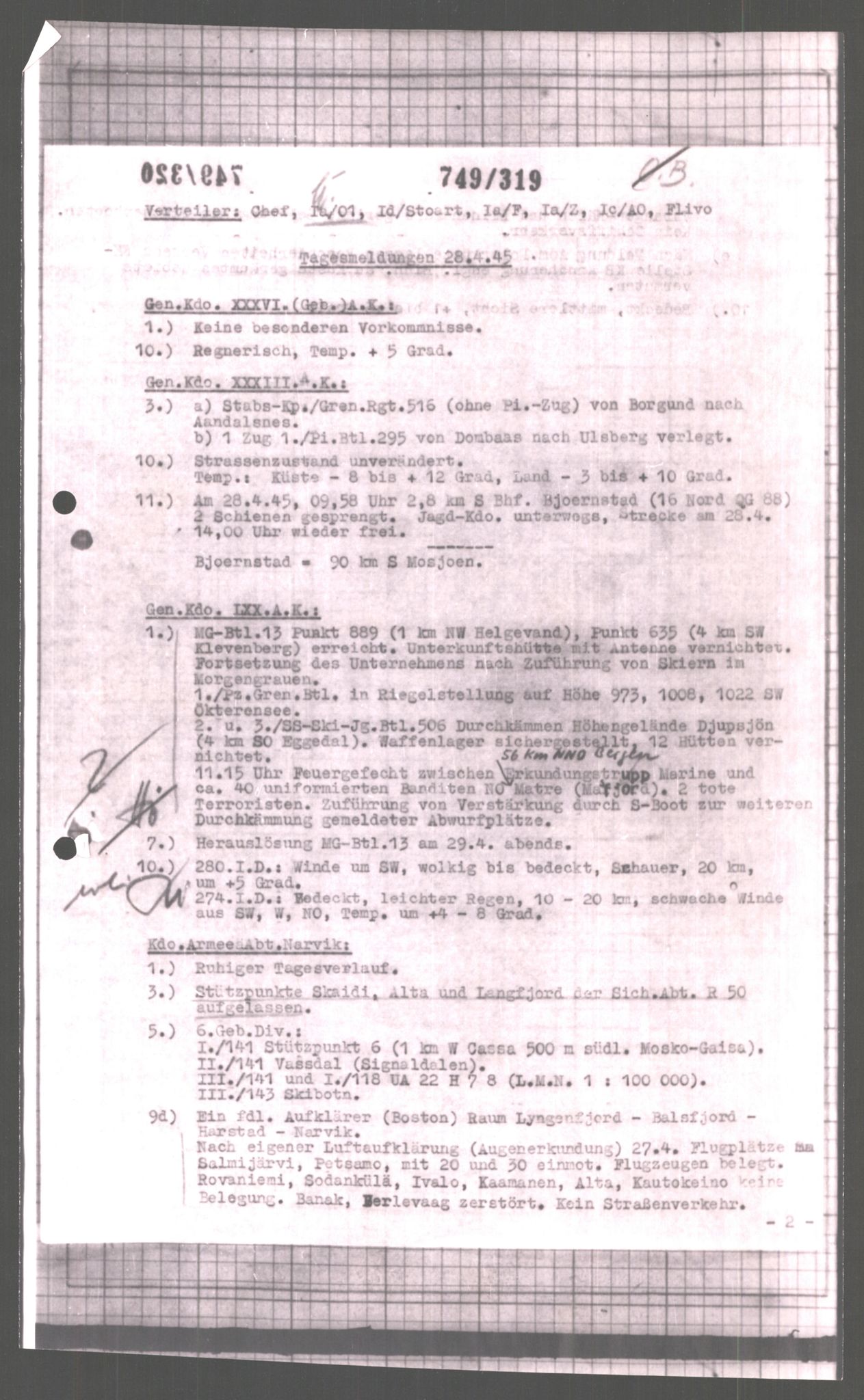 Forsvarets Overkommando. 2 kontor. Arkiv 11.4. Spredte tyske arkivsaker, AV/RA-RAFA-7031/D/Dar/Dara/L0004: Krigsdagbøker for 20. Gebirgs-Armee-Oberkommando (AOK 20), 1945, p. 803