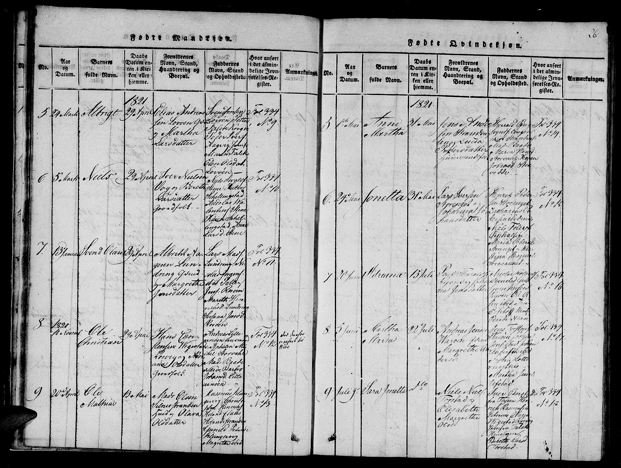 Ministerialprotokoller, klokkerbøker og fødselsregistre - Nord-Trøndelag, AV/SAT-A-1458/784/L0667: Parish register (official) no. 784A03 /1, 1816-1829, p. 26