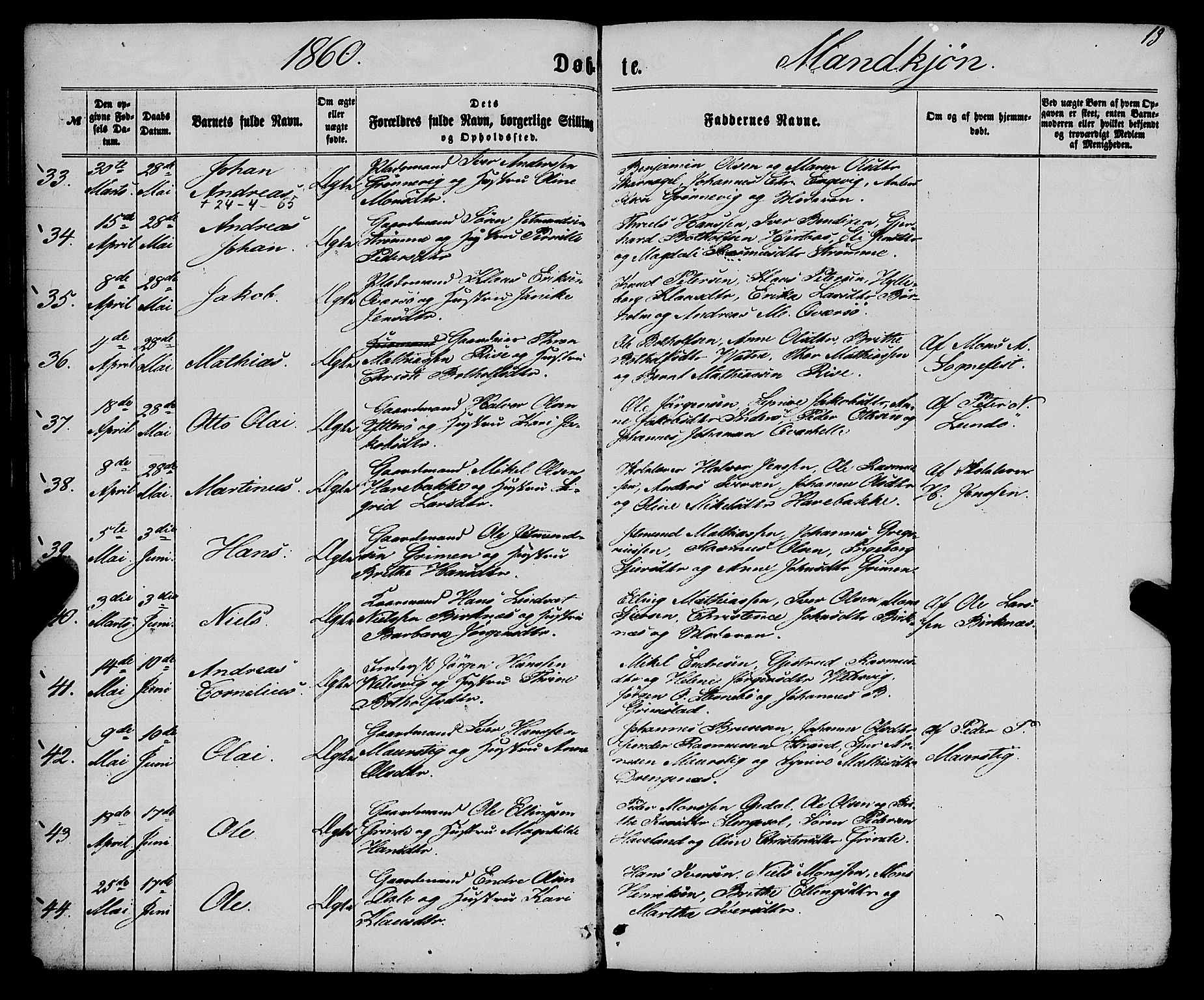 Gulen sokneprestembete, AV/SAB-A-80201/H/Haa/Haaa/L0022: Parish register (official) no. A 22, 1859-1869, p. 13