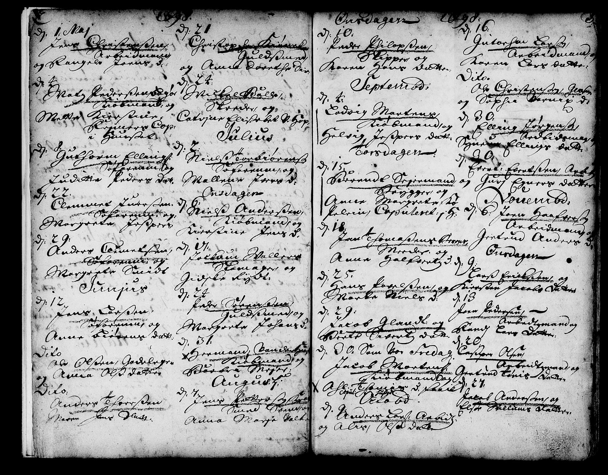 Korskirken sokneprestembete, AV/SAB-A-76101/H/Haa/L0008: Parish register (official) no. A 8, 1698-1747, p. 2-3