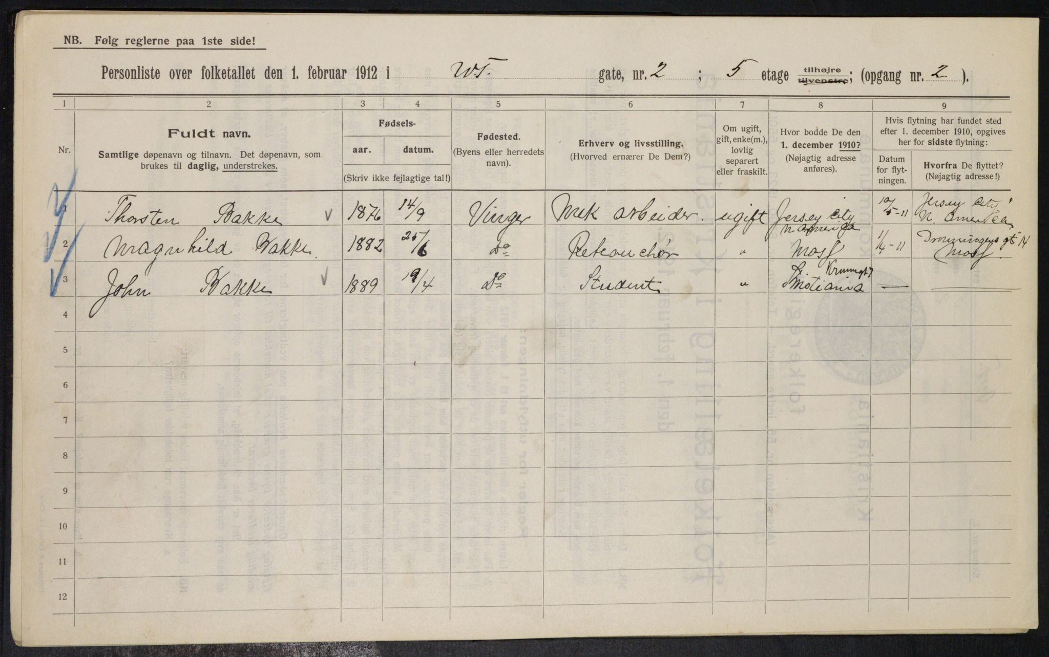 OBA, Municipal Census 1912 for Kristiania, 1912, p. 126233