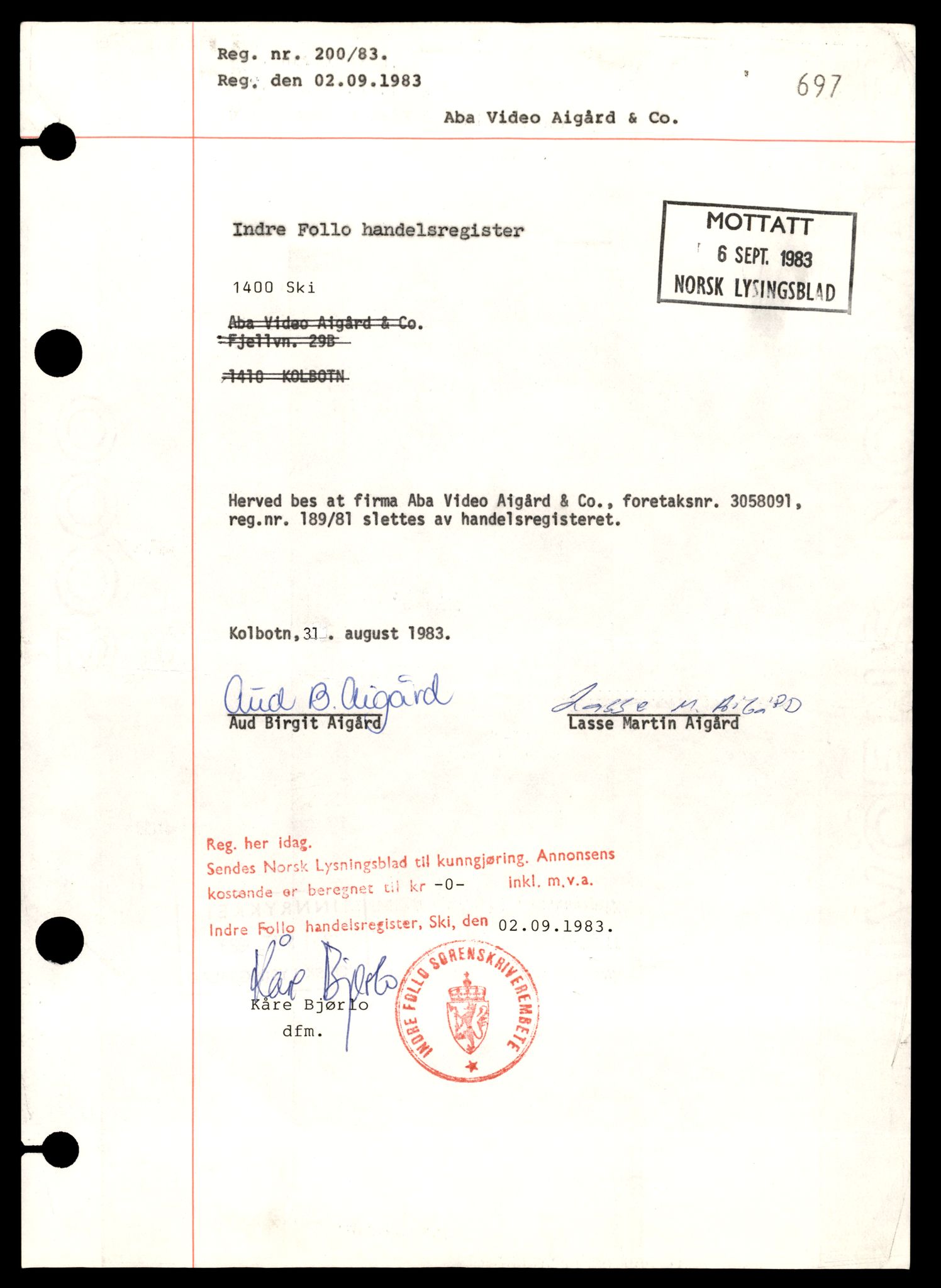 Indre Follo tingrett, SAT/A-10086/K/Kb/Kba/L0001: Enkeltmannsforetak, A - Ce, 1944-1990, p. 1