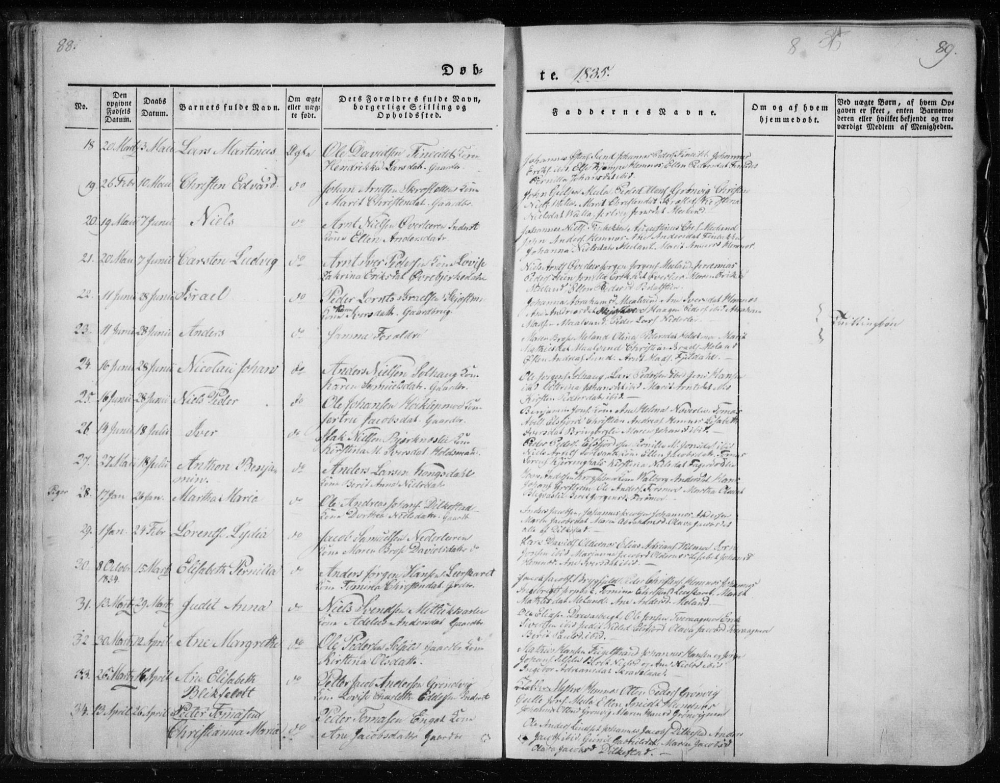 Ministerialprotokoller, klokkerbøker og fødselsregistre - Nordland, AV/SAT-A-1459/825/L0354: Parish register (official) no. 825A08, 1826-1841, p. 88-89