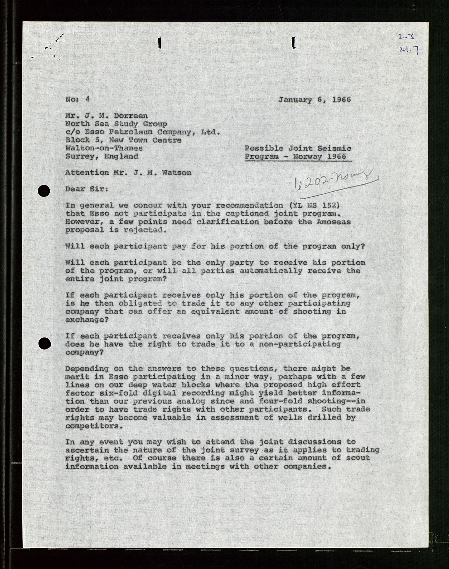 Pa 1512 - Esso Exploration and Production Norway Inc., AV/SAST-A-101917/E/Ea/L0021: Sak og korrespondanse, 1965-1974, p. 30