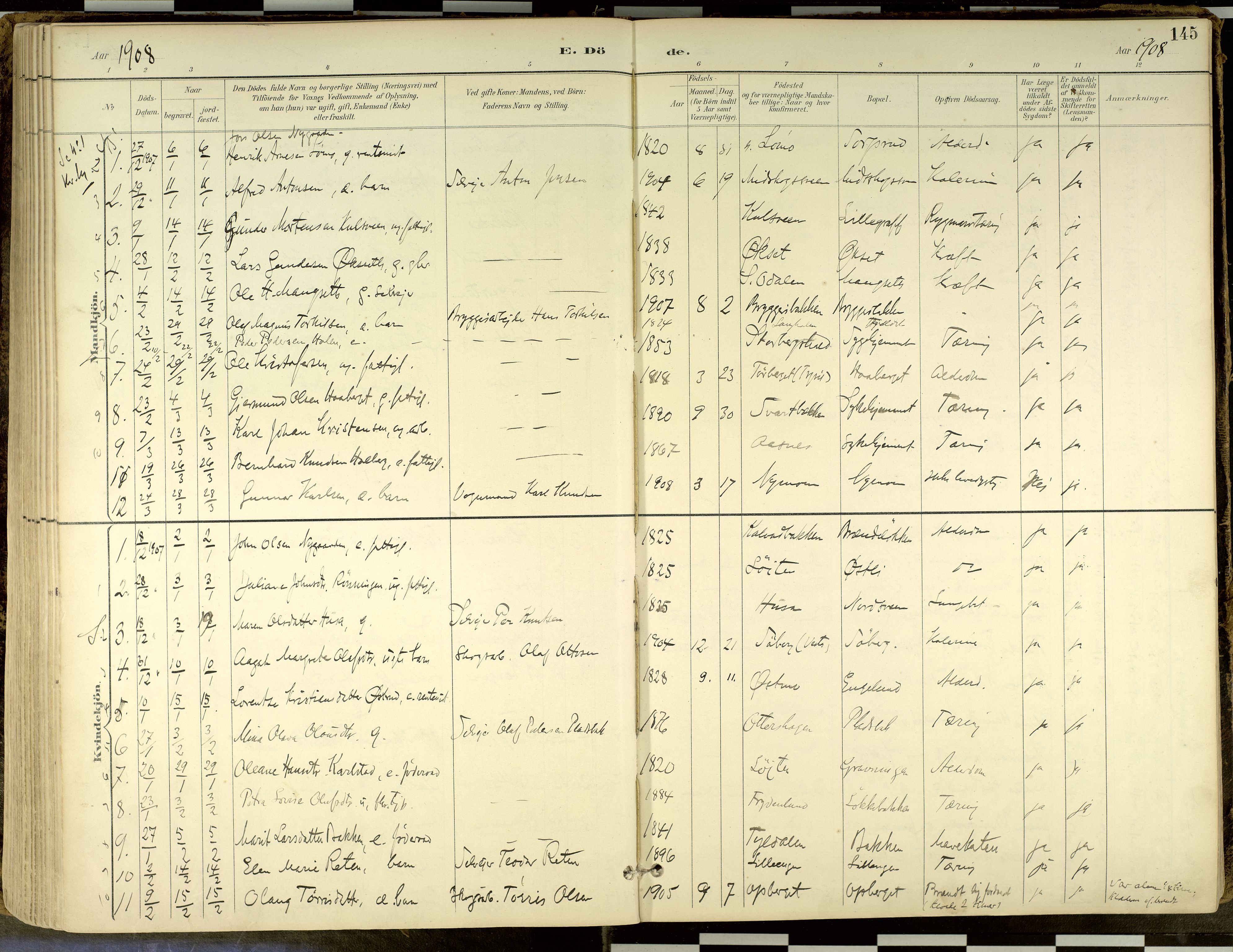 Elverum prestekontor, SAH/PREST-044/H/Ha/Haa/L0018: Parish register (official) no. 18, 1894-1914, p. 145