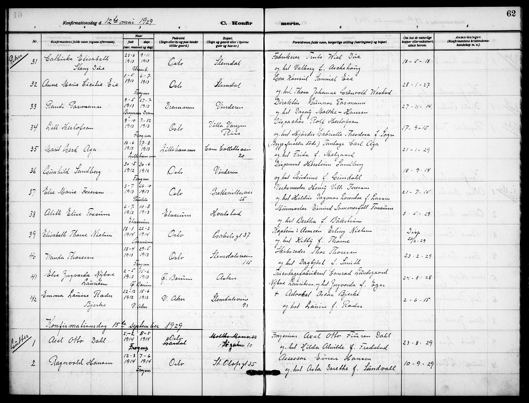 Garnisonsmenigheten Kirkebøker, AV/SAO-A-10846/F/Fa/L0017: Parish register (official) no. 17, 1926-1937, p. 62