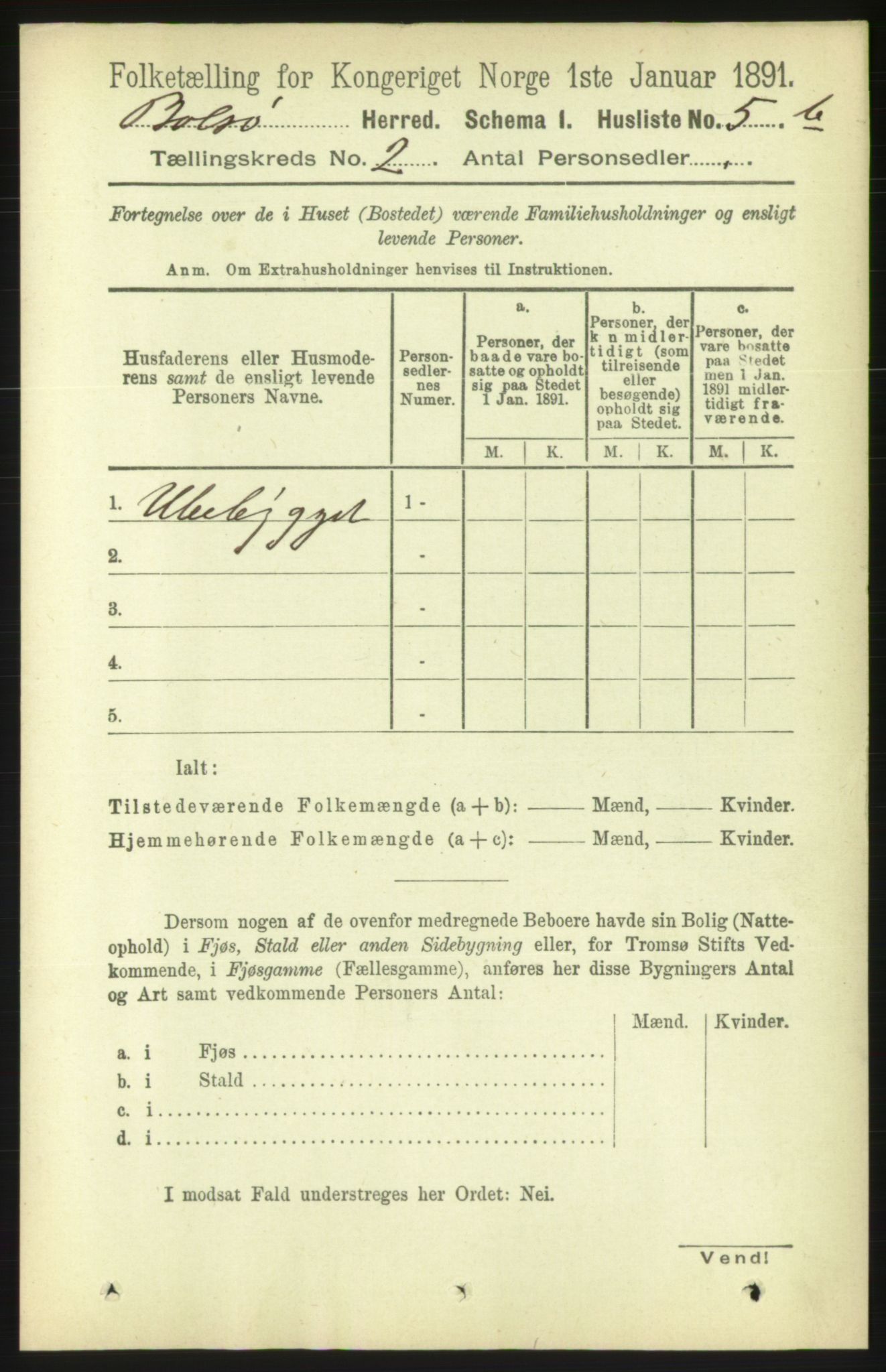 RA, 1891 census for 1544 Bolsøy, 1891, p. 850