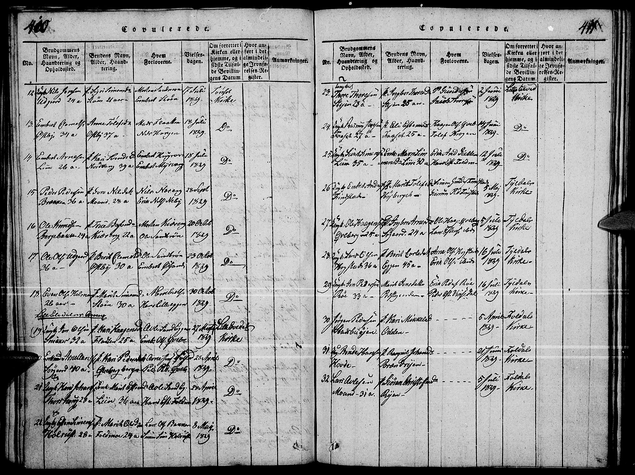 Tynset prestekontor, SAH/PREST-058/H/Ha/Haa/L0018: Parish register (official) no. 18, 1815-1829, p. 410-411