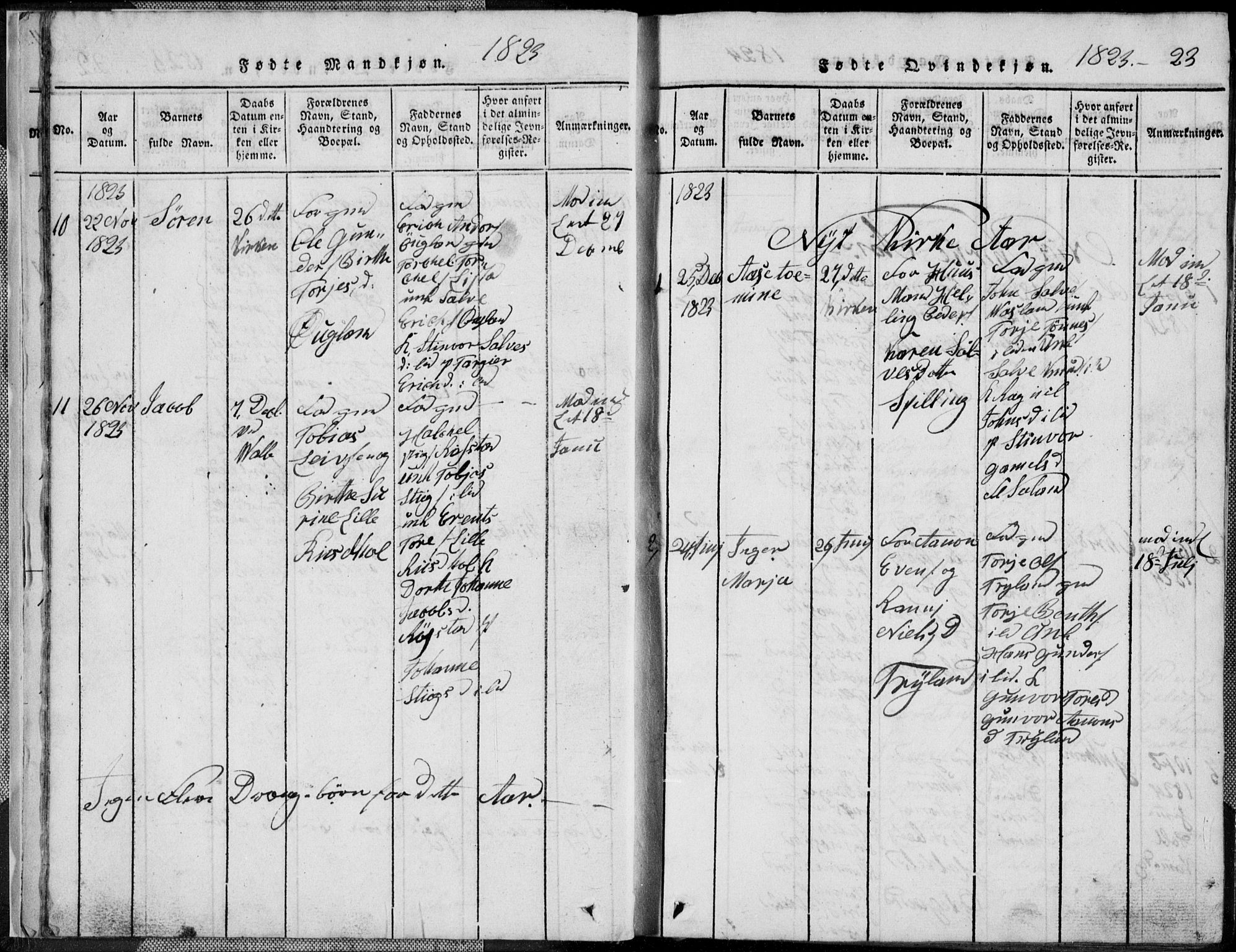 Nord-Audnedal sokneprestkontor, AV/SAK-1111-0032/F/Fb/Fbb/L0001: Parish register (copy) no. B 1, 1816-1858, p. 23