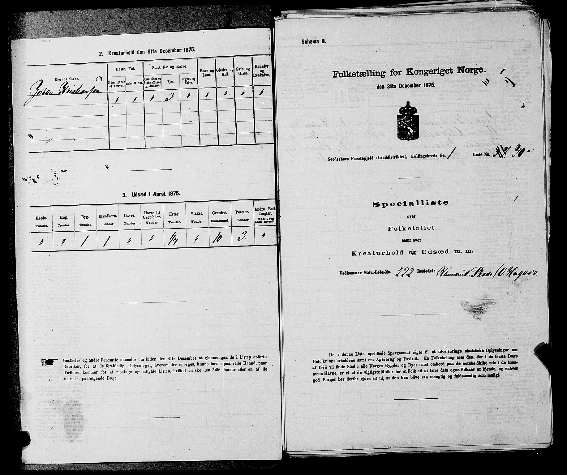 SAKO, 1875 census for 0613L Norderhov/Norderhov, Haug og Lunder, 1875, p. 93