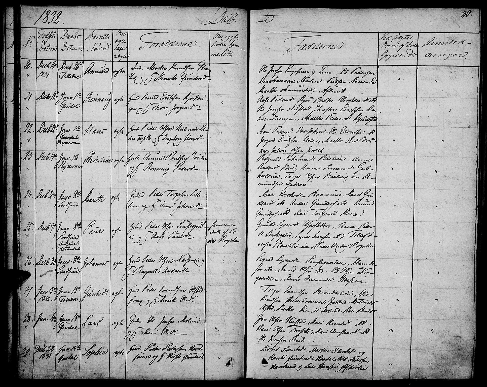 Gausdal prestekontor, SAH/PREST-090/H/Ha/Haa/L0006: Parish register (official) no. 6, 1830-1839, p. 30