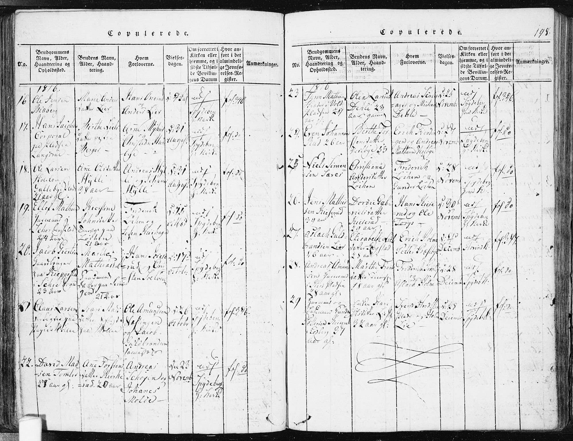 Spydeberg prestekontor Kirkebøker, AV/SAO-A-10924/F/Fa/L0004: Parish register (official) no. I 4, 1814-1841, p. 198