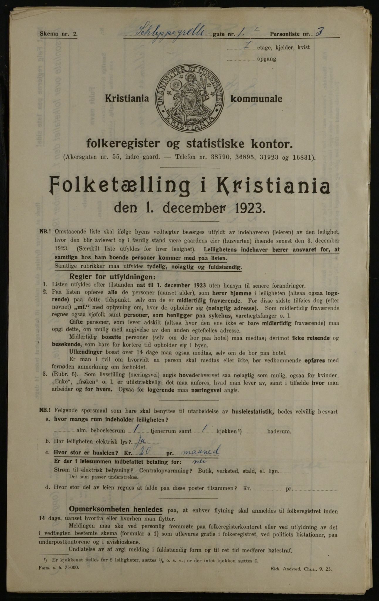 OBA, Municipal Census 1923 for Kristiania, 1923, p. 99367