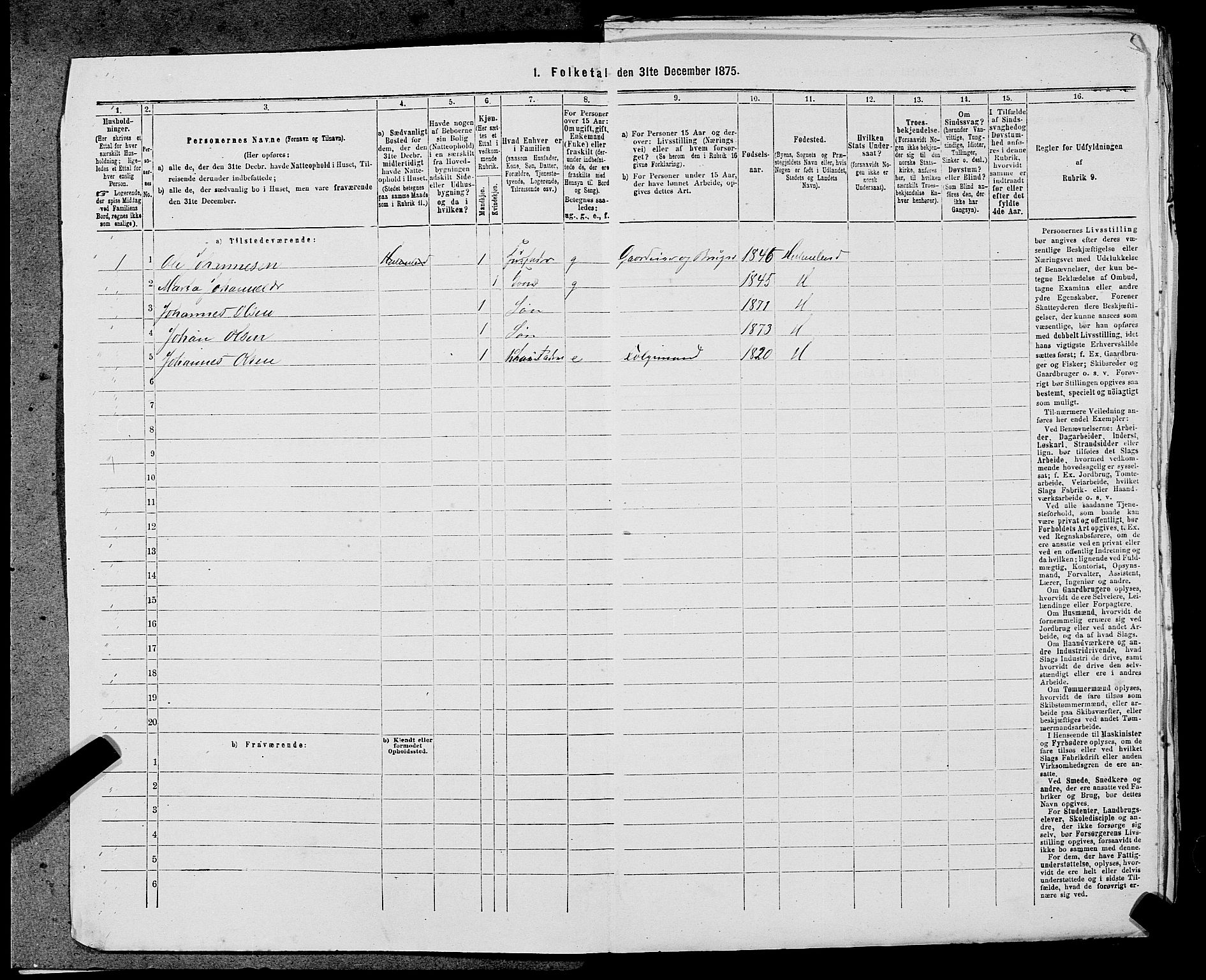 SAST, 1875 census for 1133P Hjelmeland, 1875, p. 684