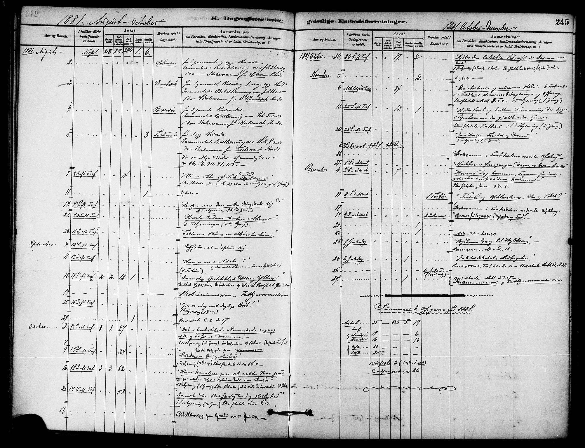 Ministerialprotokoller, klokkerbøker og fødselsregistre - Nordland, AV/SAT-A-1459/823/L0325: Parish register (official) no. 823A02, 1878-1898, p. 245