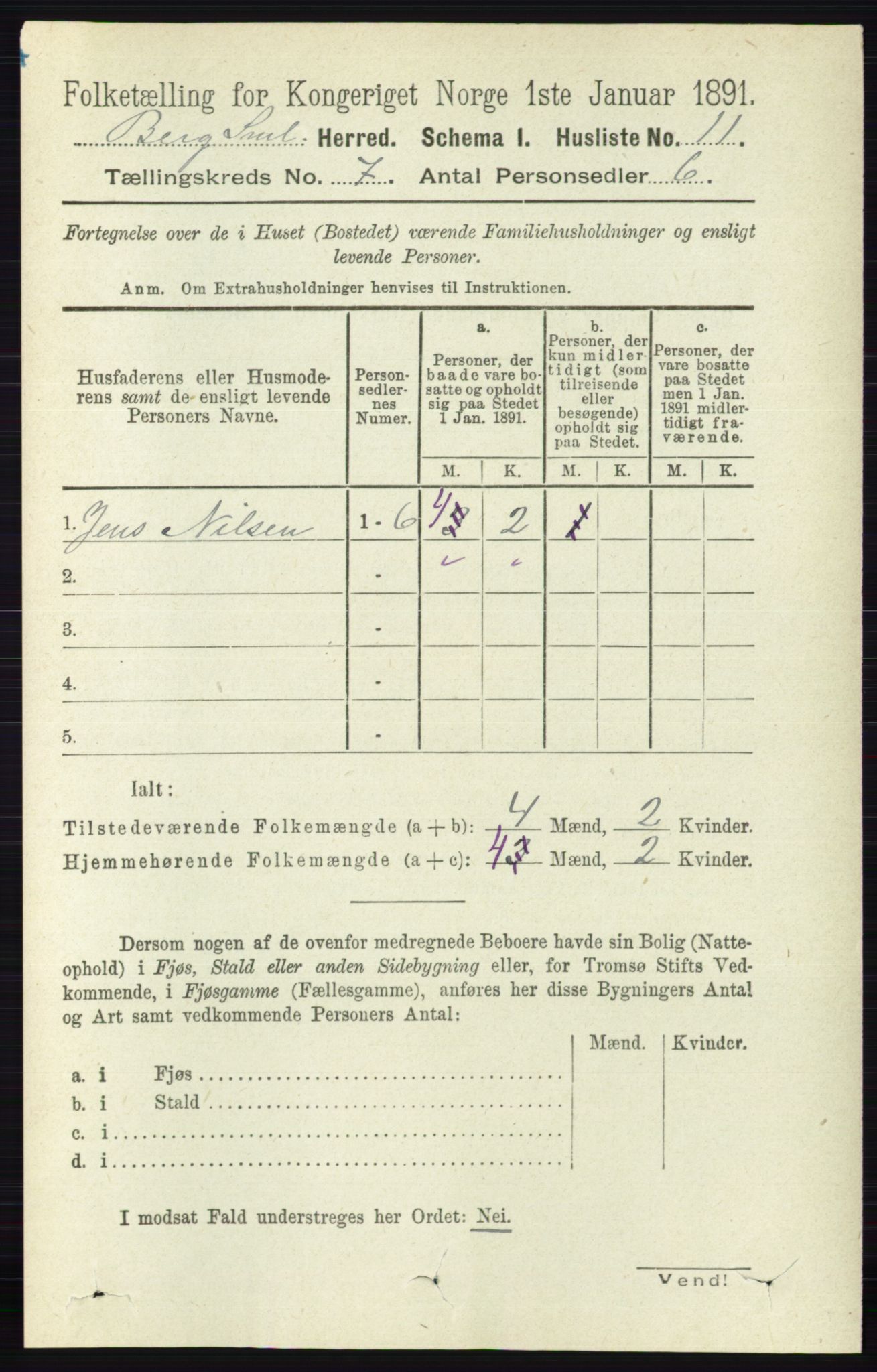 RA, 1891 census for 0116 Berg, 1891, p. 4913