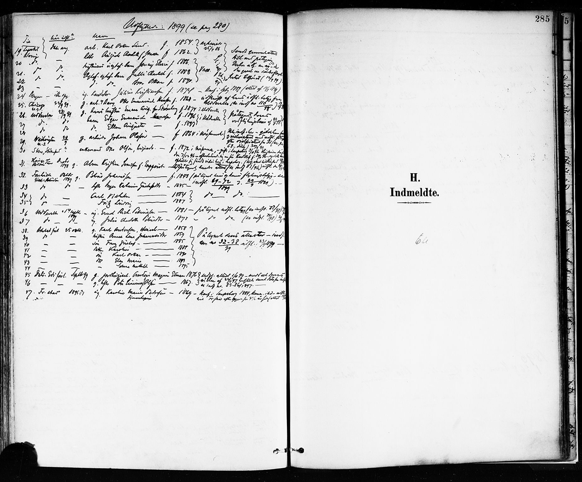 Sarpsborg prestekontor Kirkebøker, SAO/A-2006/F/Fa/L0004: Parish register (official) no. 4, 1892-1899, p. 285
