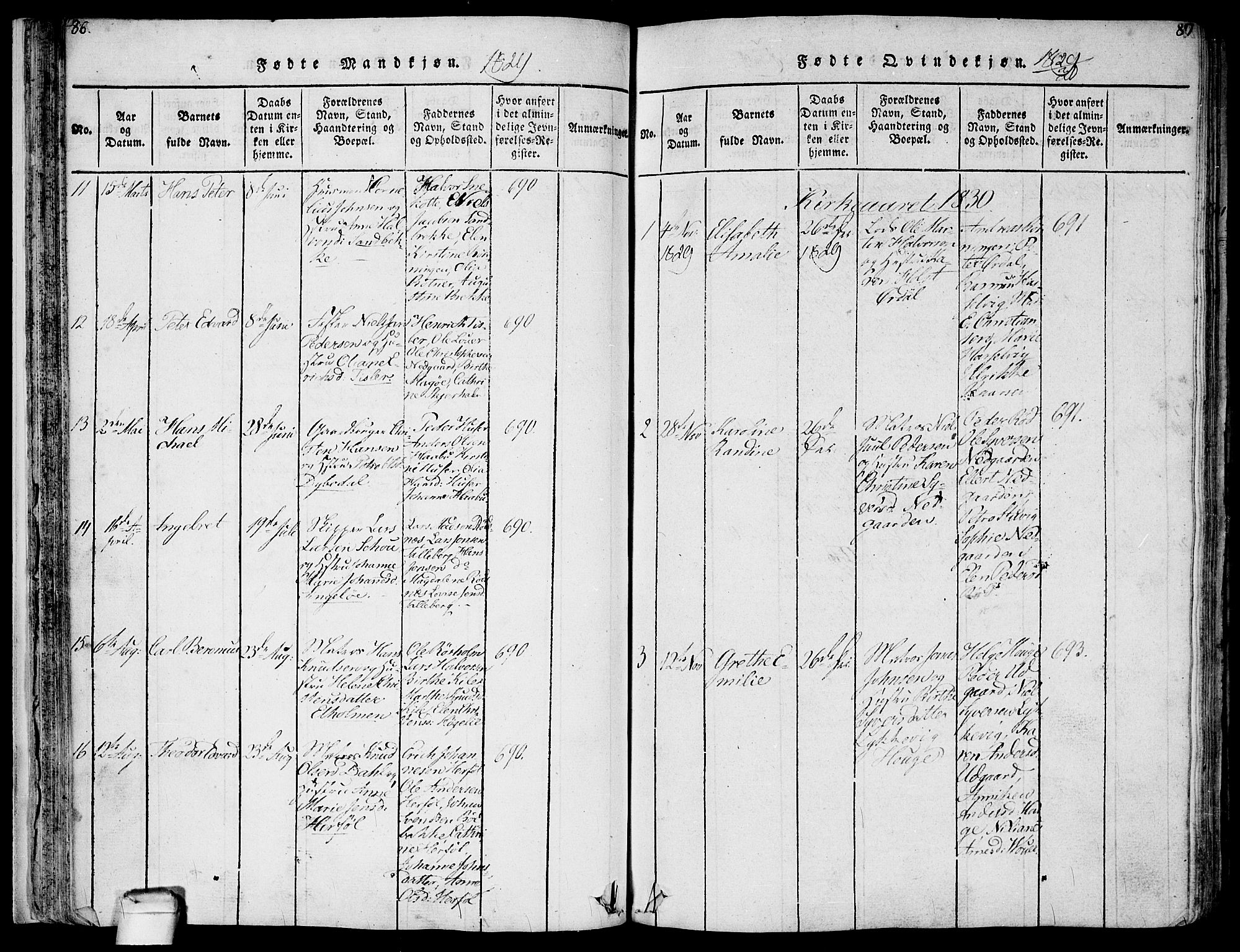 Hvaler prestekontor Kirkebøker, SAO/A-2001/F/Fa/L0005: Parish register (official) no. I 5, 1816-1845, p. 86-87