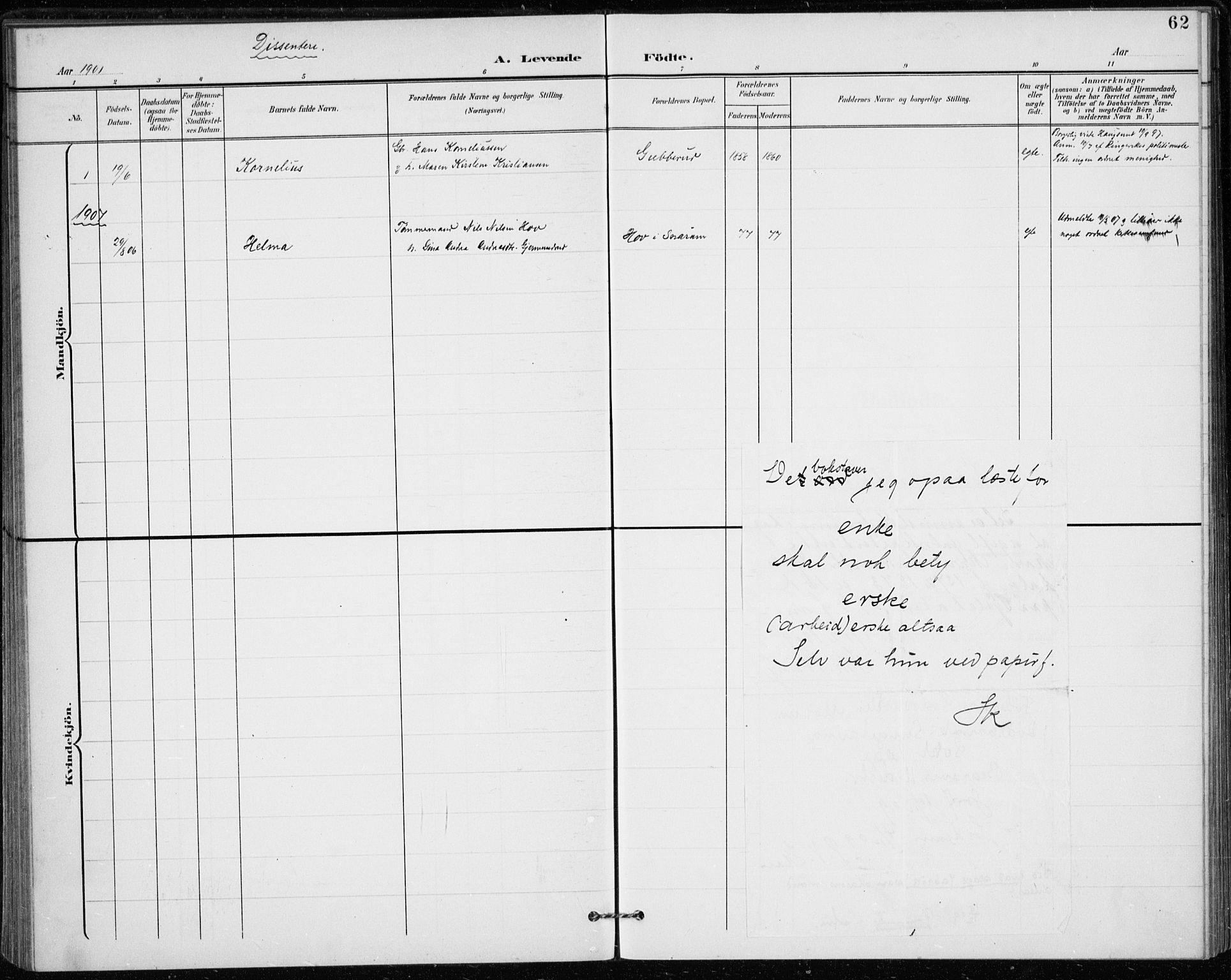 Modum kirkebøker, AV/SAKO-A-234/F/Fa/L0020: Parish register (official) no. 20, 1900-1917, p. 62