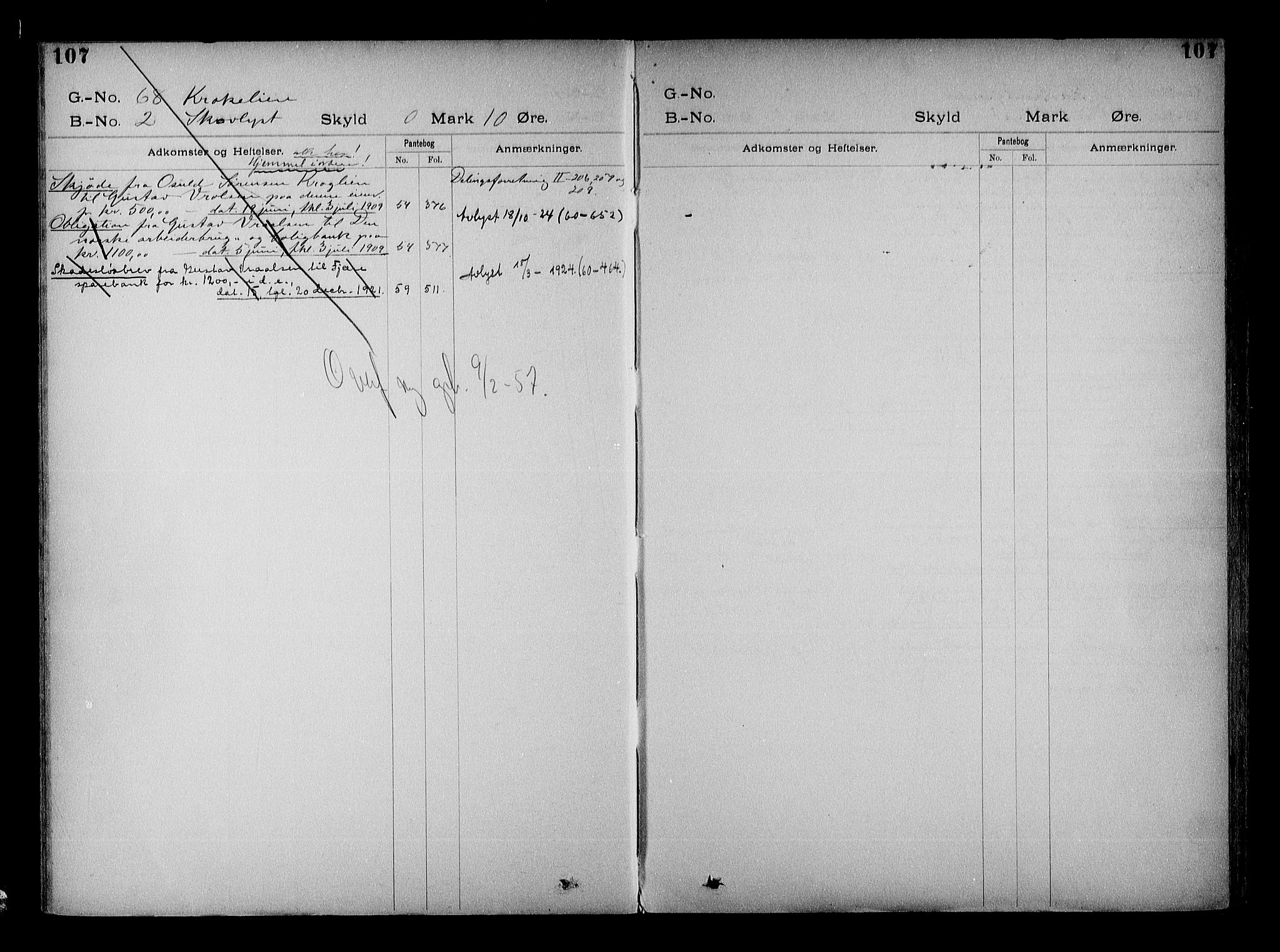Vestre Nedenes/Sand sorenskriveri, SAK/1221-0010/G/Ga/L0022: Mortgage register no. 15, 1899-1957, p. 107