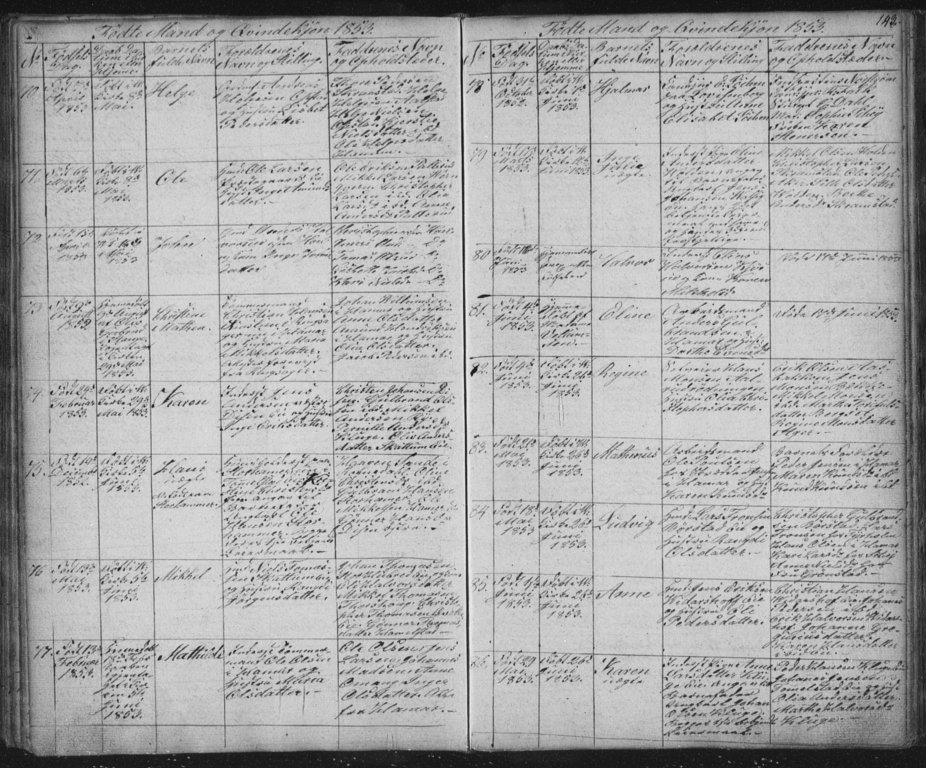 Vang prestekontor, Hedmark, AV/SAH-PREST-008/H/Ha/Hab/L0008: Parish register (copy) no. 8, 1832-1854, p. 143