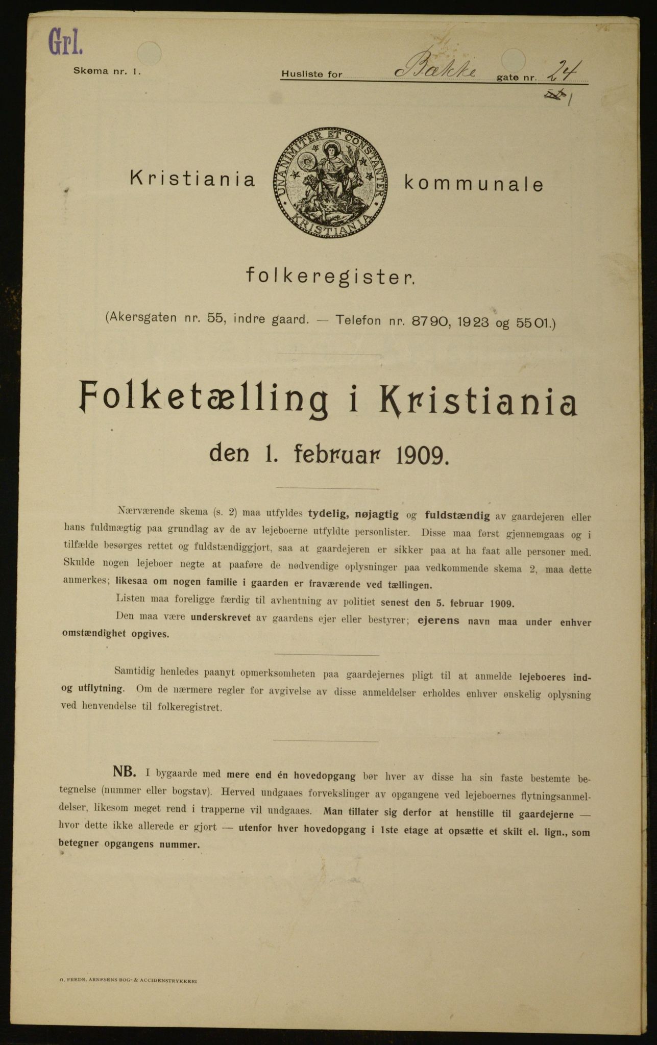 OBA, Municipal Census 1909 for Kristiania, 1909, p. 106609