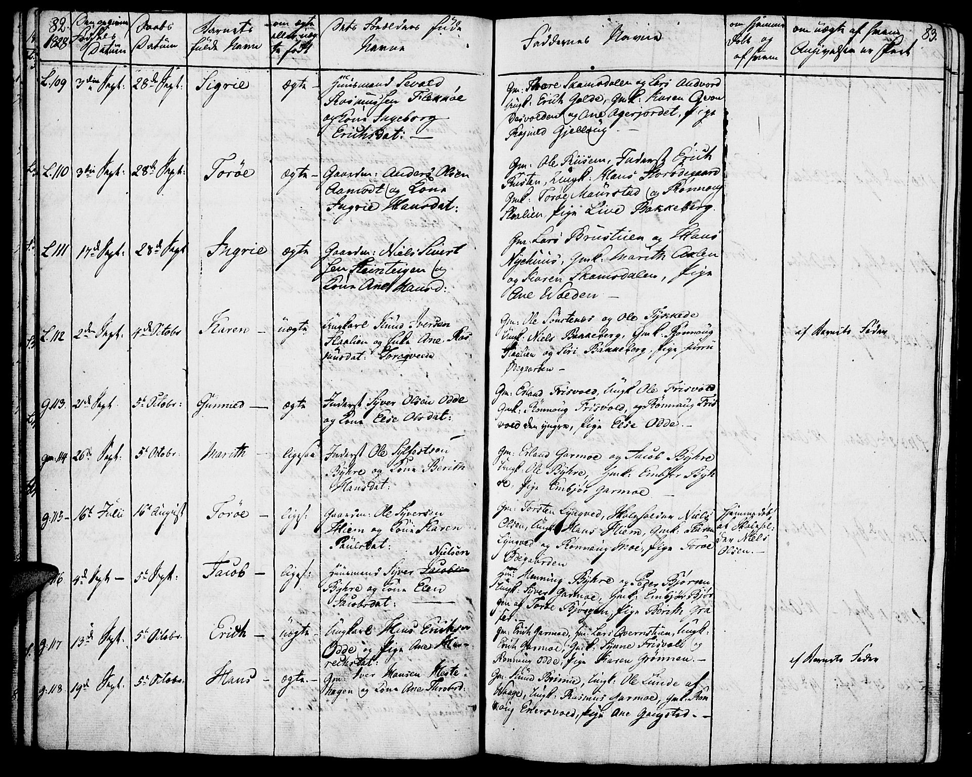 Lom prestekontor, AV/SAH-PREST-070/K/L0005: Parish register (official) no. 5, 1825-1837, p. 82-83