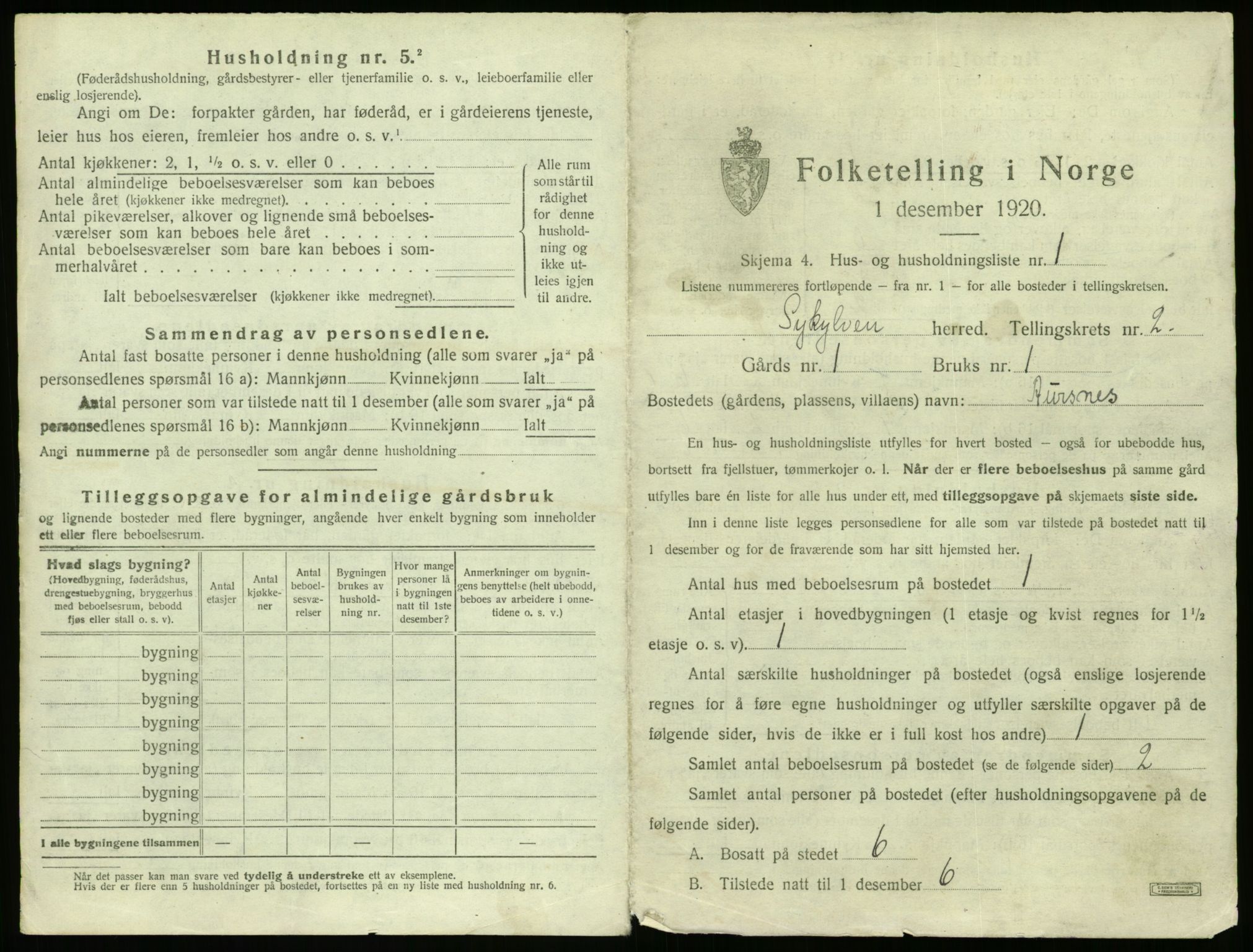 SAT, 1920 census for Sykkylven, 1920, p. 125