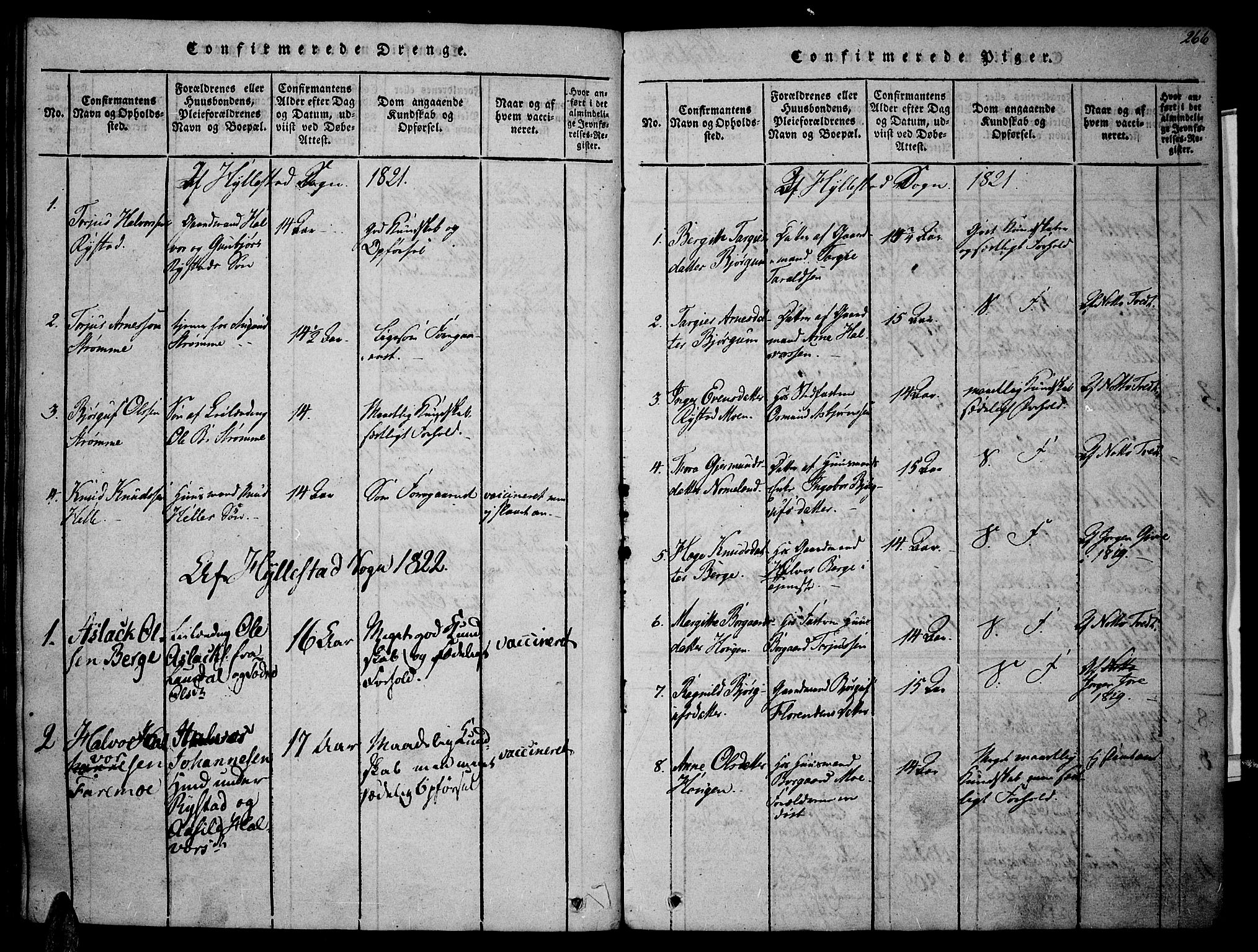 Valle sokneprestkontor, SAK/1111-0044/F/Fa/Fac/L0005: Parish register (official) no. A 5 /2, 1817-1831, p. 266