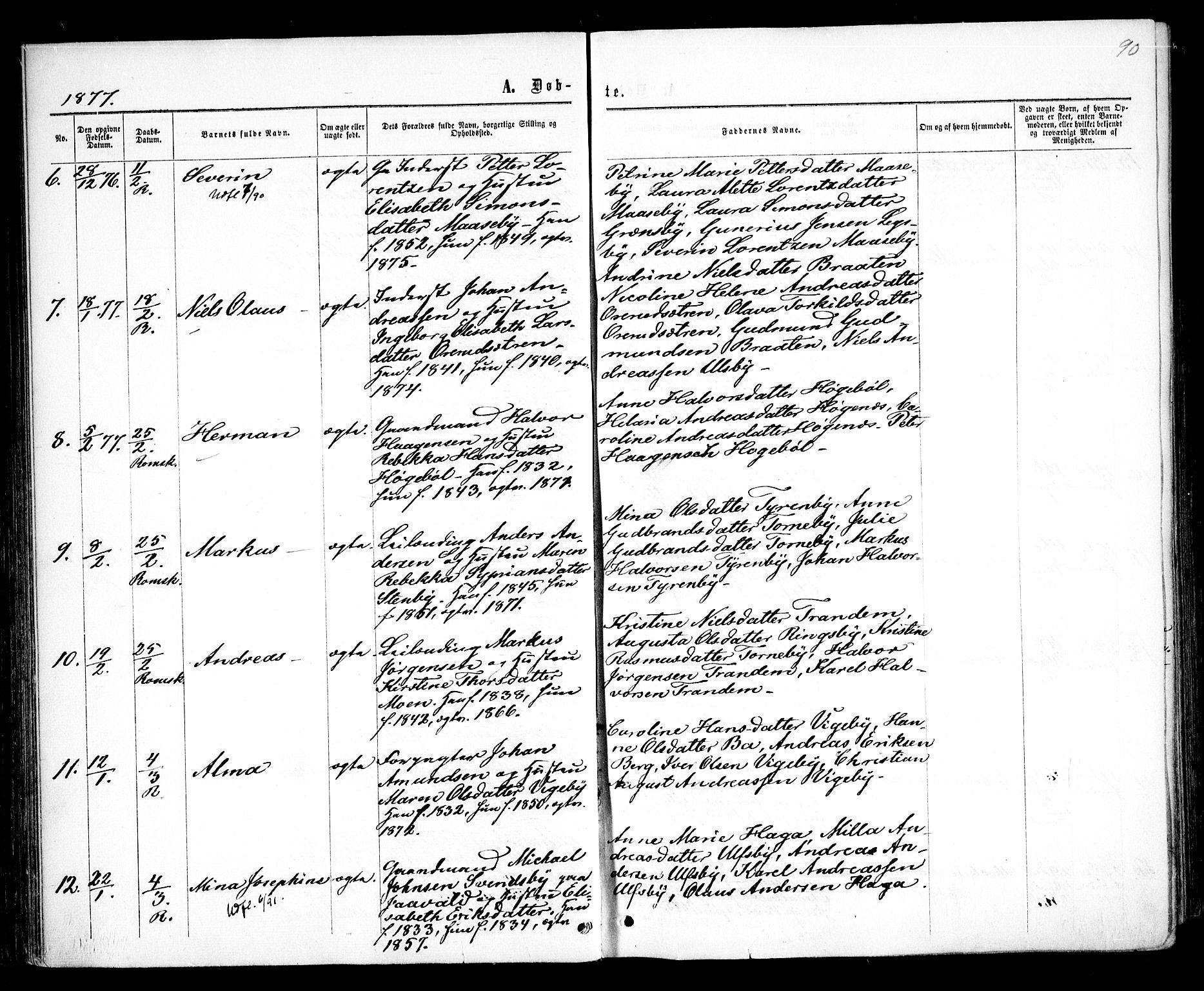 Rødenes prestekontor Kirkebøker, AV/SAO-A-2005/F/Fa/L0008: Parish register (official) no. I 8, 1869-1879, p. 90