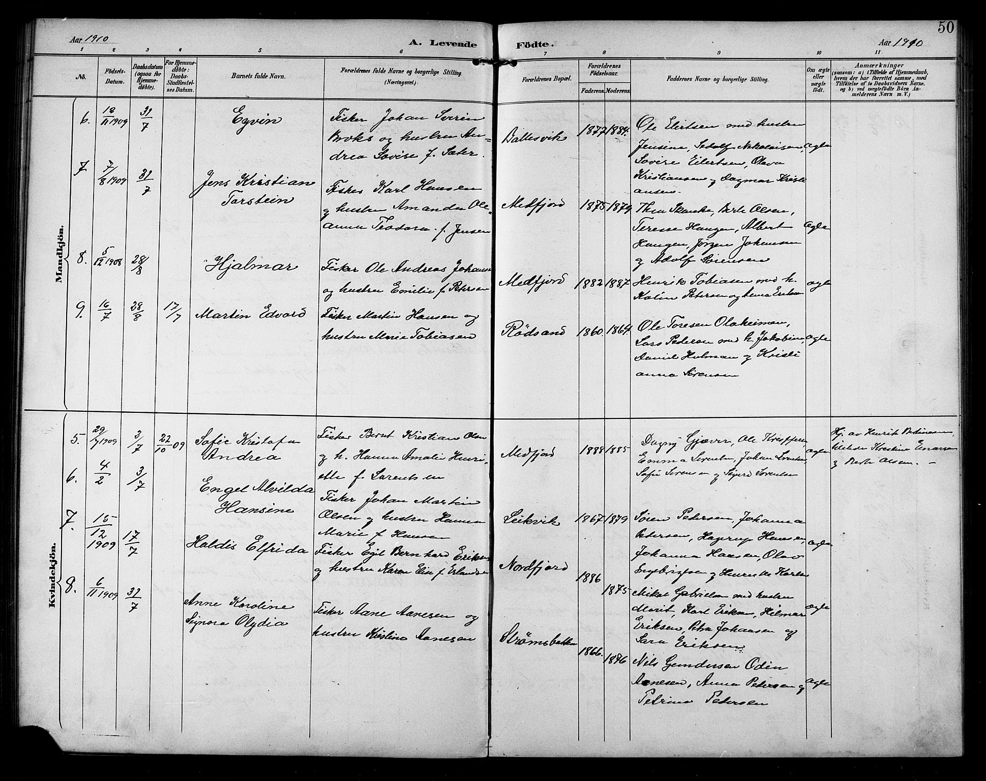 Berg sokneprestkontor, SATØ/S-1318/G/Ga/Gab/L0005klokker: Parish register (copy) no. 5, 1898-1911, p. 50