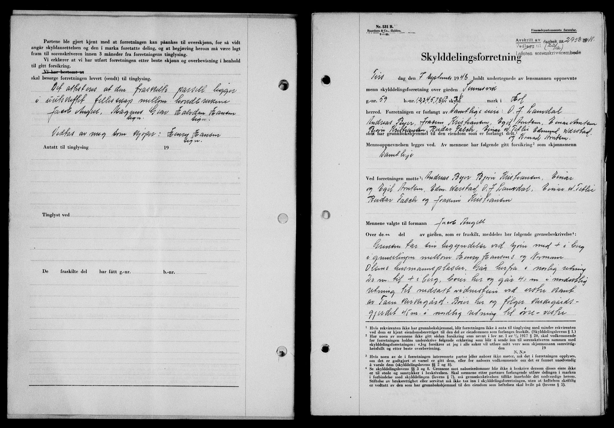 Lofoten sorenskriveri, SAT/A-0017/1/2/2C/L0020a: Mortgage book no. 20a, 1948-1949, Diary no: : 2956/1948