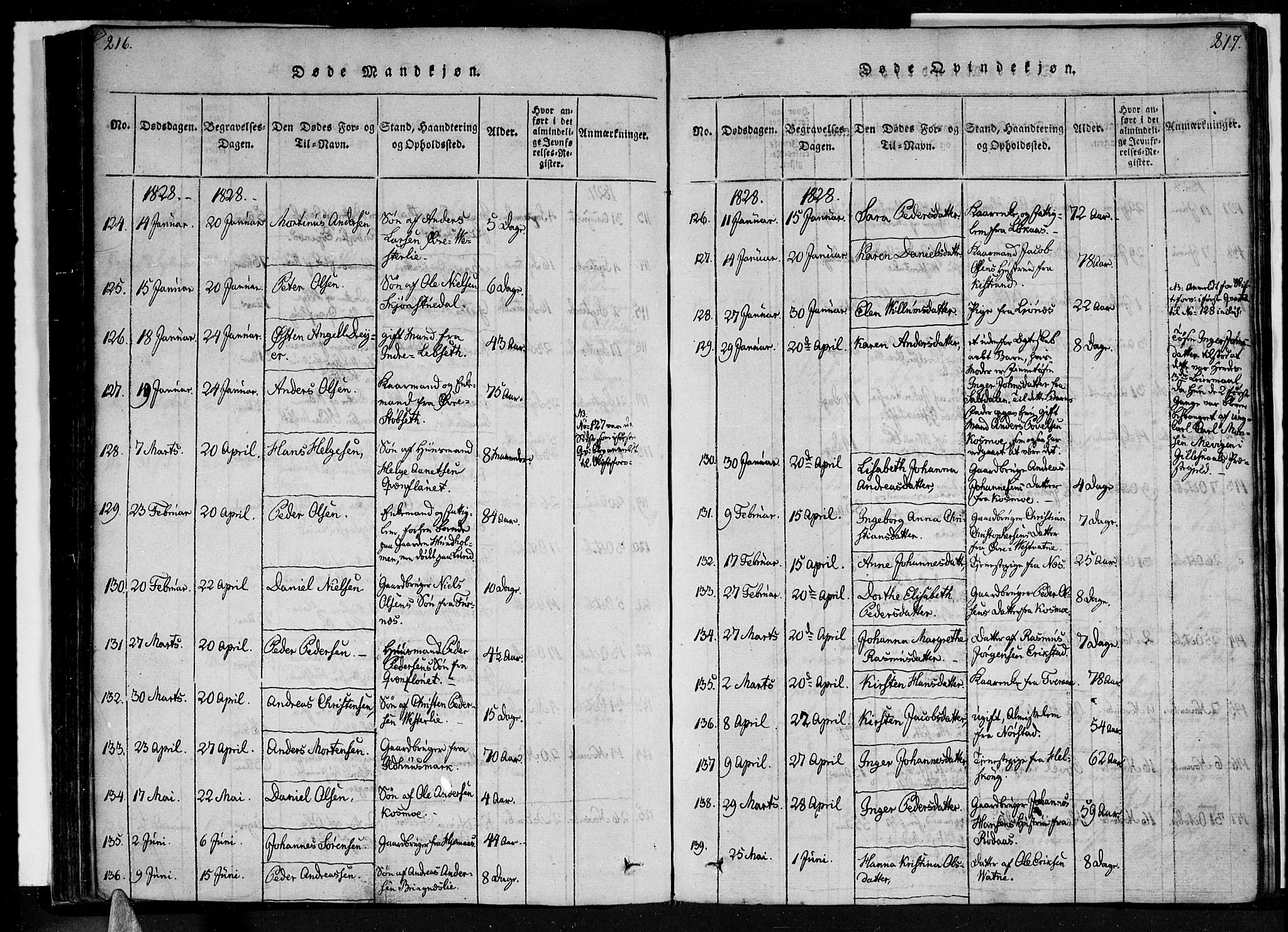 Ministerialprotokoller, klokkerbøker og fødselsregistre - Nordland, SAT/A-1459/852/L0736: Parish register (official) no. 852A06, 1820-1833, p. 216-217