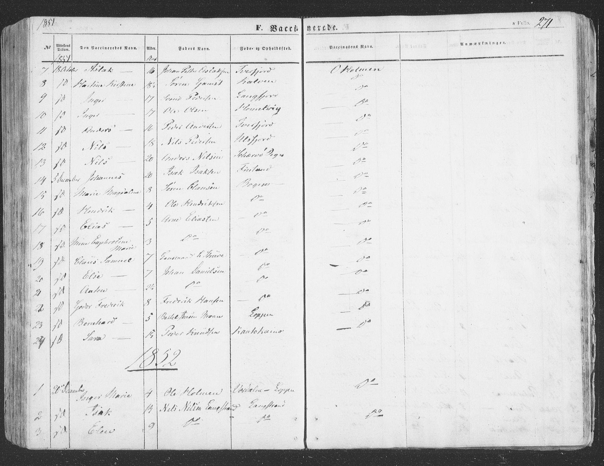 Loppa sokneprestkontor, SATØ/S-1339/H/Ha/L0004kirke: Parish register (official) no. 4, 1849-1868, p. 271