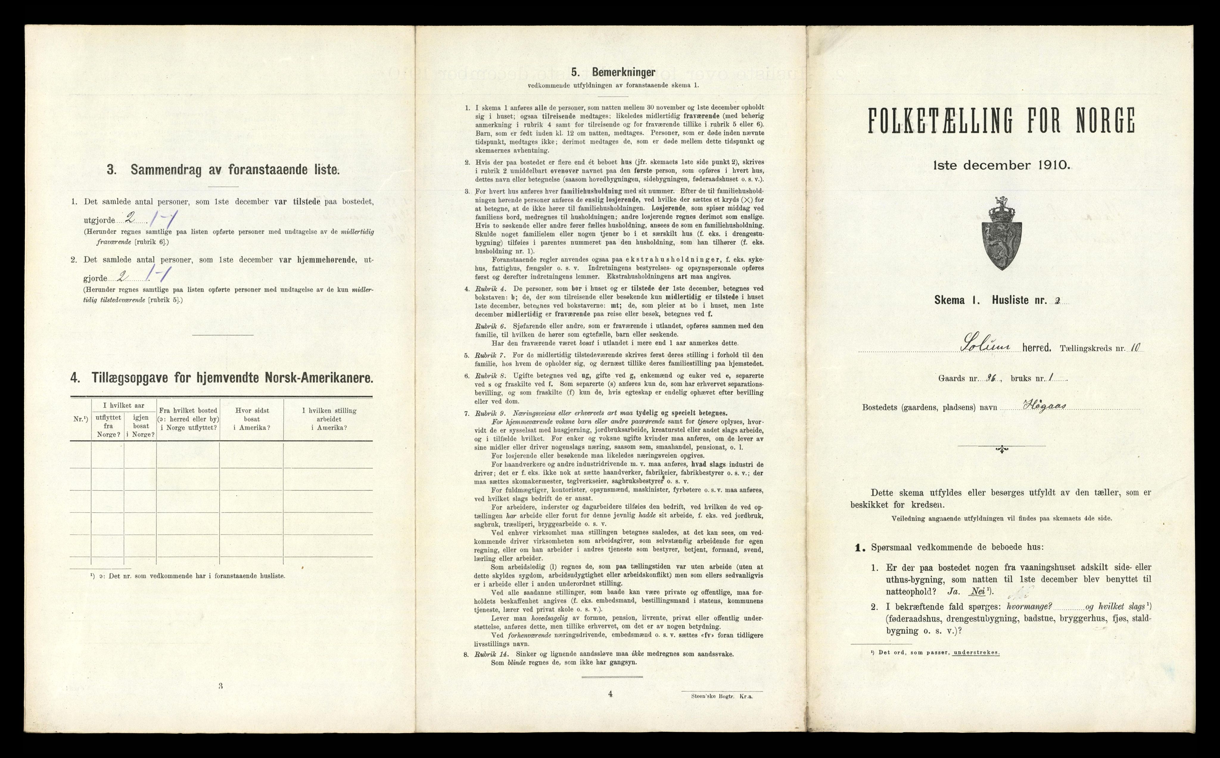 RA, 1910 census for Solum, 1910, p. 2513