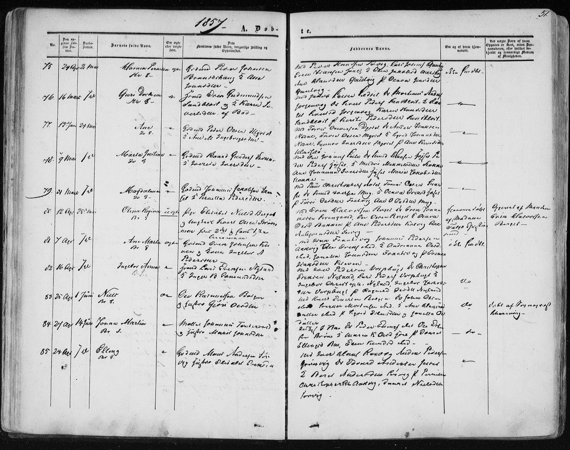 Ministerialprotokoller, klokkerbøker og fødselsregistre - Møre og Romsdal, SAT/A-1454/568/L0804: Parish register (official) no. 568A11, 1854-1868, p. 51