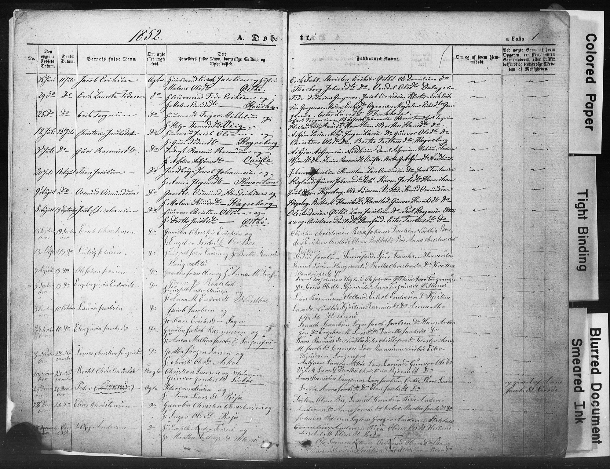 Rennesøy sokneprestkontor, SAST/A -101827/H/Ha/Hab/L0002: Parish register (copy) no. B 2, 1852-1880, p. 1