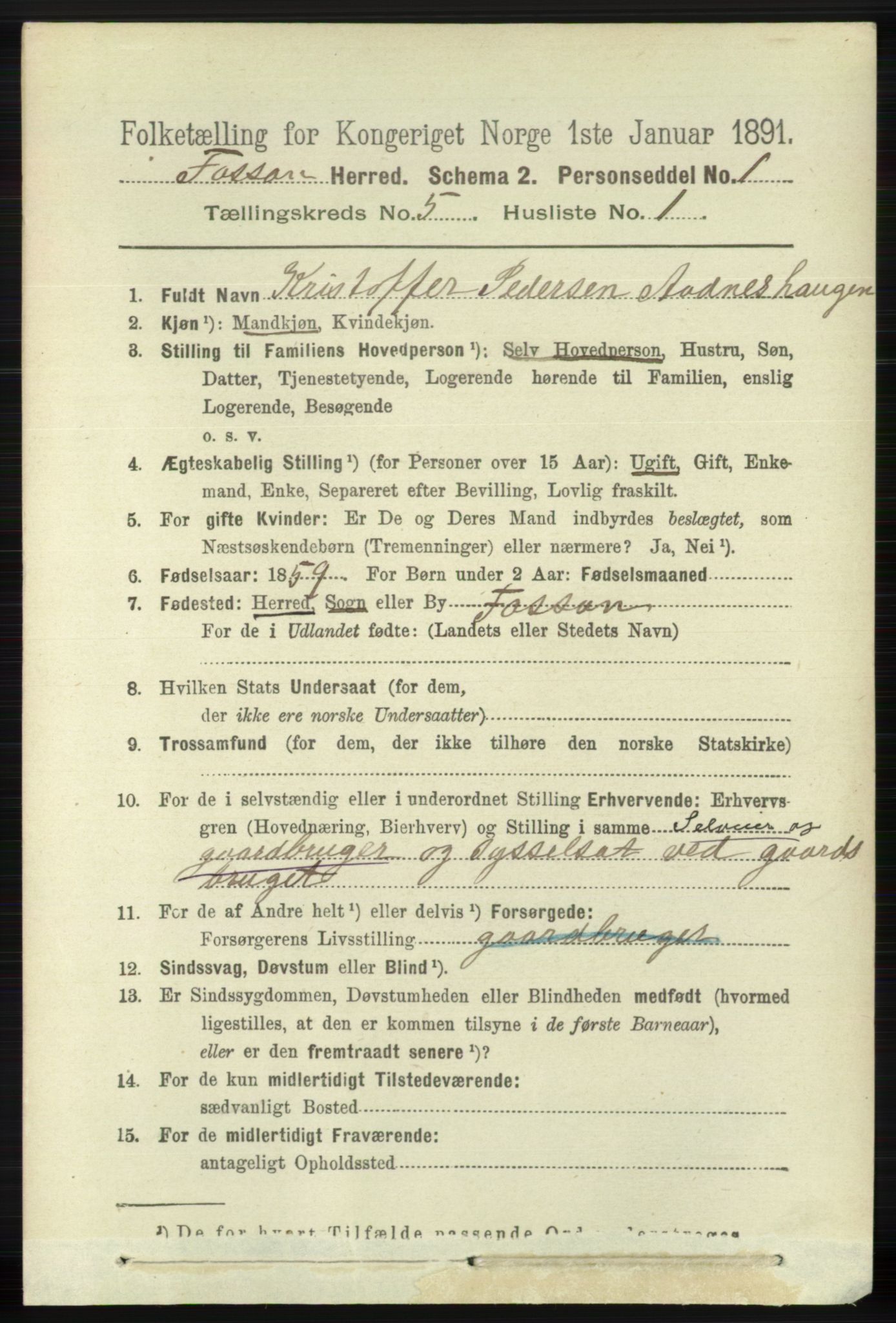 RA, 1891 census for 1129 Forsand, 1891, p. 757