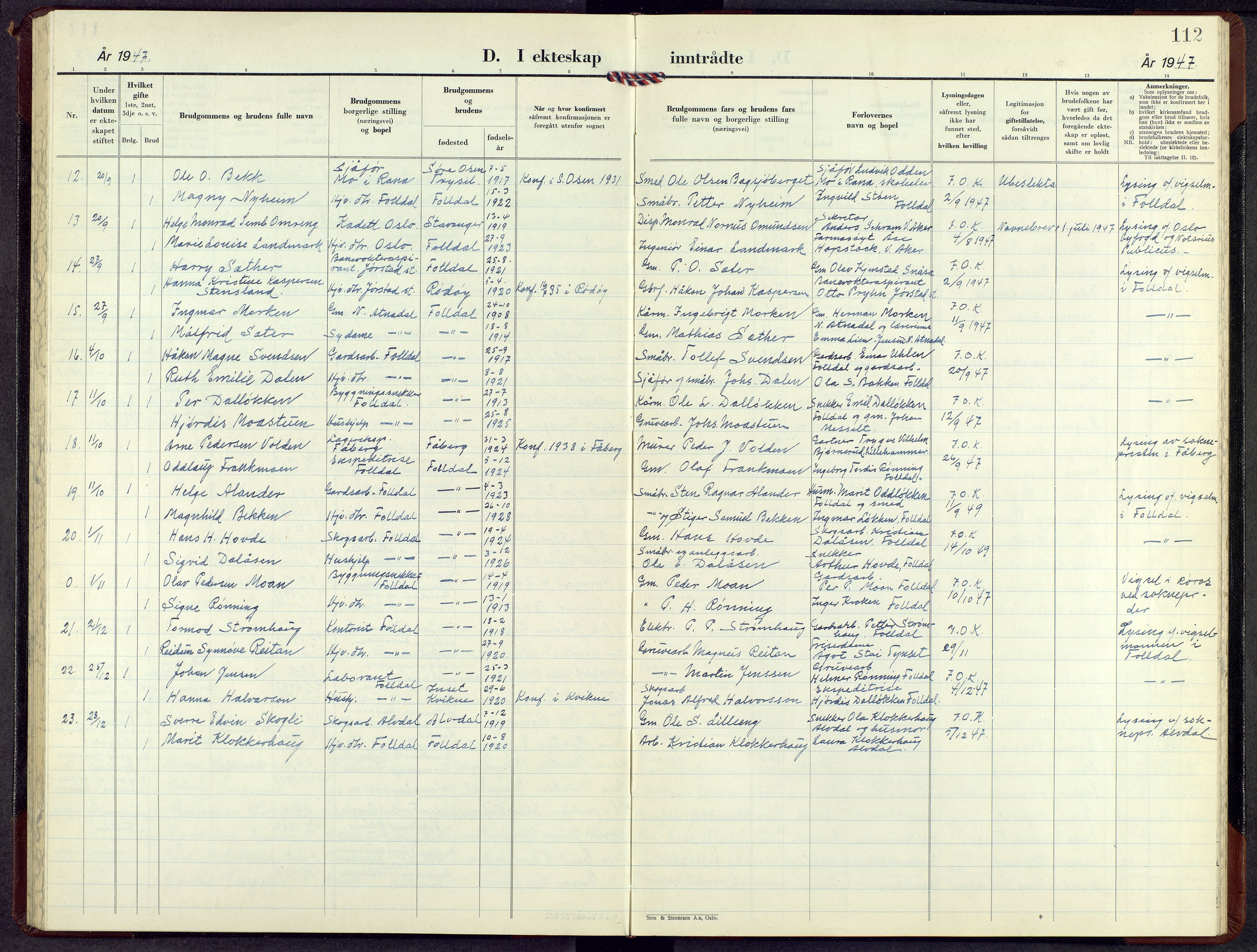 Alvdal prestekontor, AV/SAH-PREST-060/H/Ha/Hab/L0010: Parish register (copy) no. 10, 1947-1965, p. 111b-112a