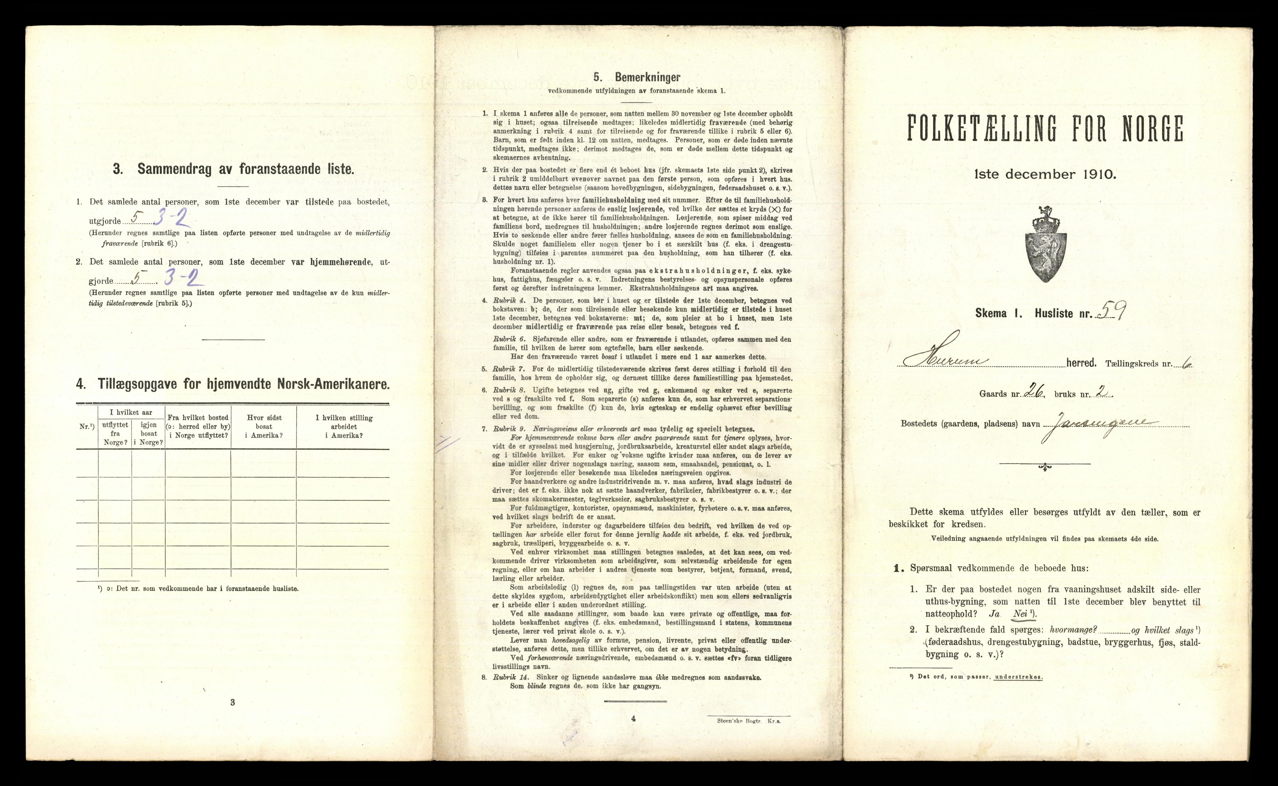 RA, 1910 census for Hurum, 1910, p. 984